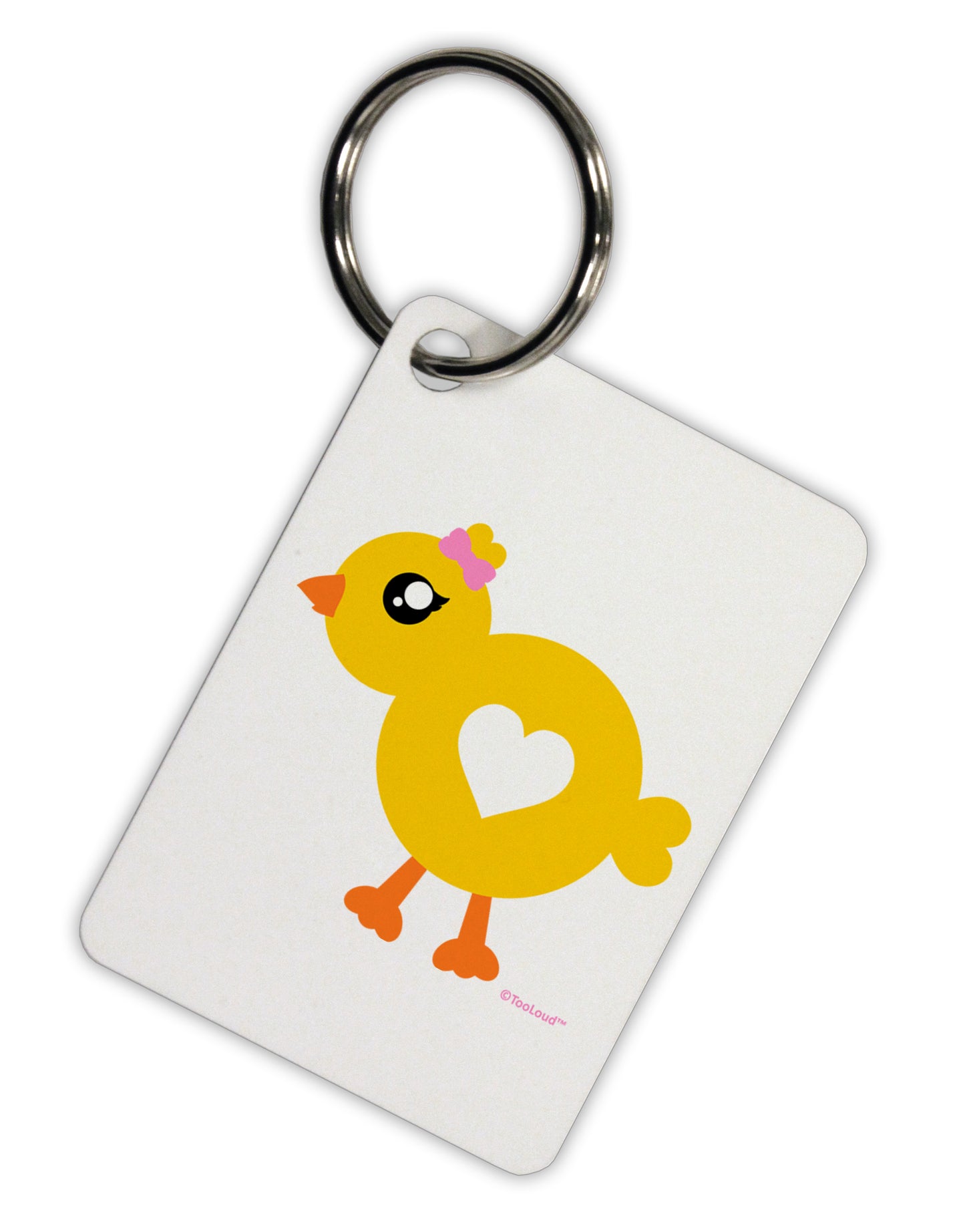 Cute Chick with Bow Aluminum Keyring Tag by TooLoud-Keyring-TooLoud-White-Davson Sales