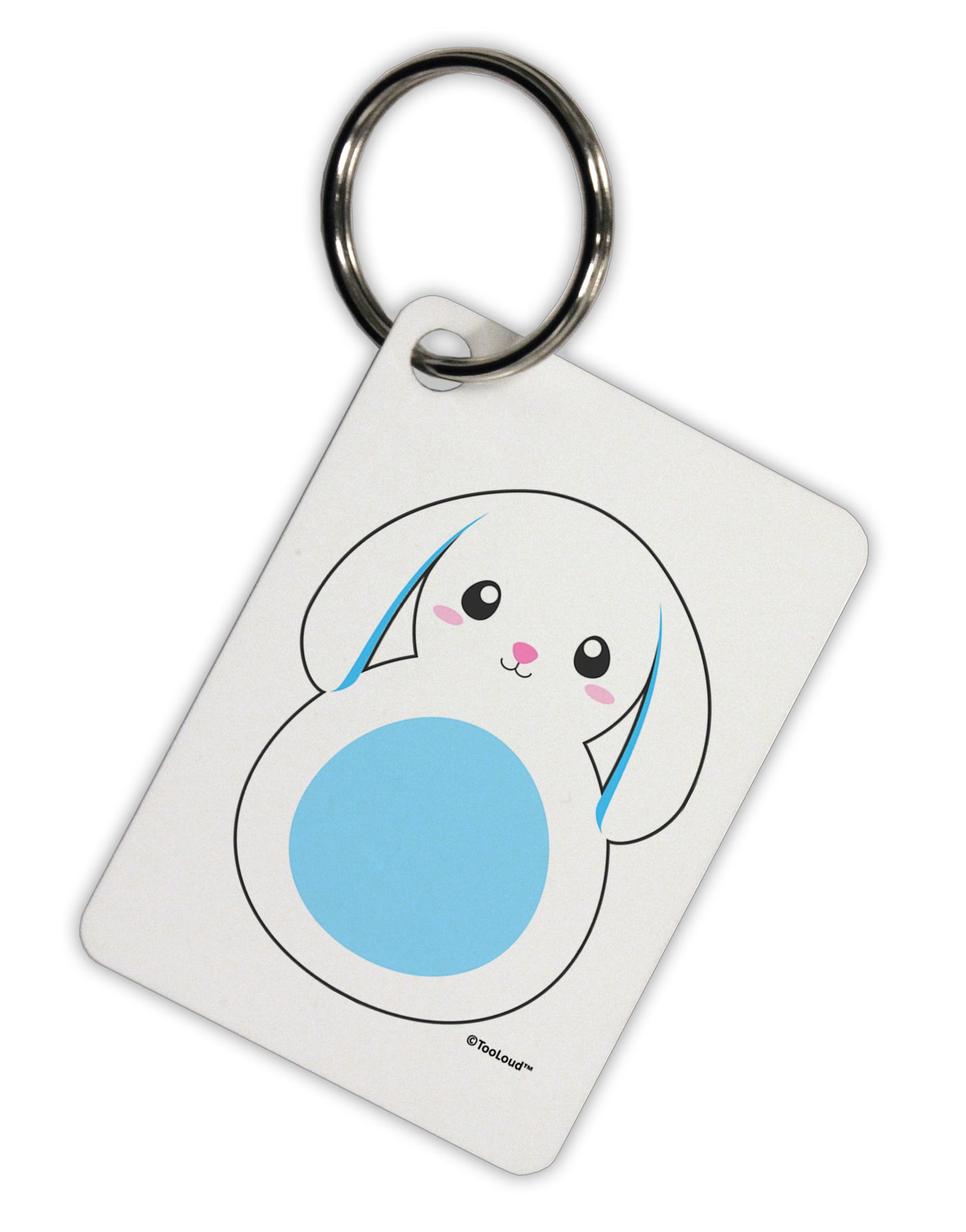 Cute Bunny with Floppy Ears - Blue Aluminum Keyring Tag by TooLoud-Keyring-TooLoud-White-Davson Sales