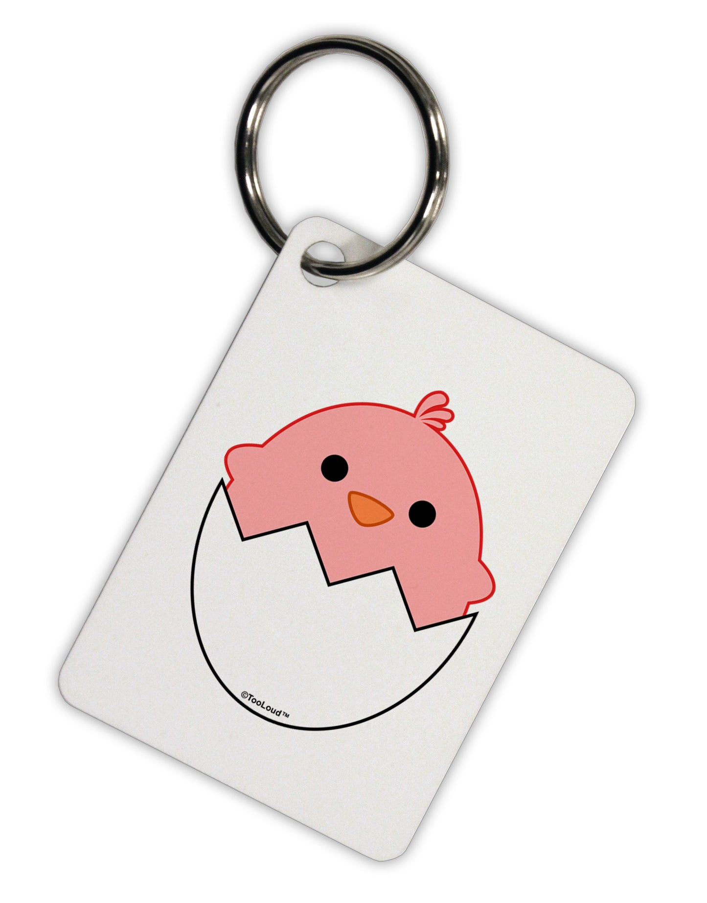 Cute Hatching Chick - Pink Aluminum Keyring Tag by TooLoud-Keyring-TooLoud-White-Davson Sales