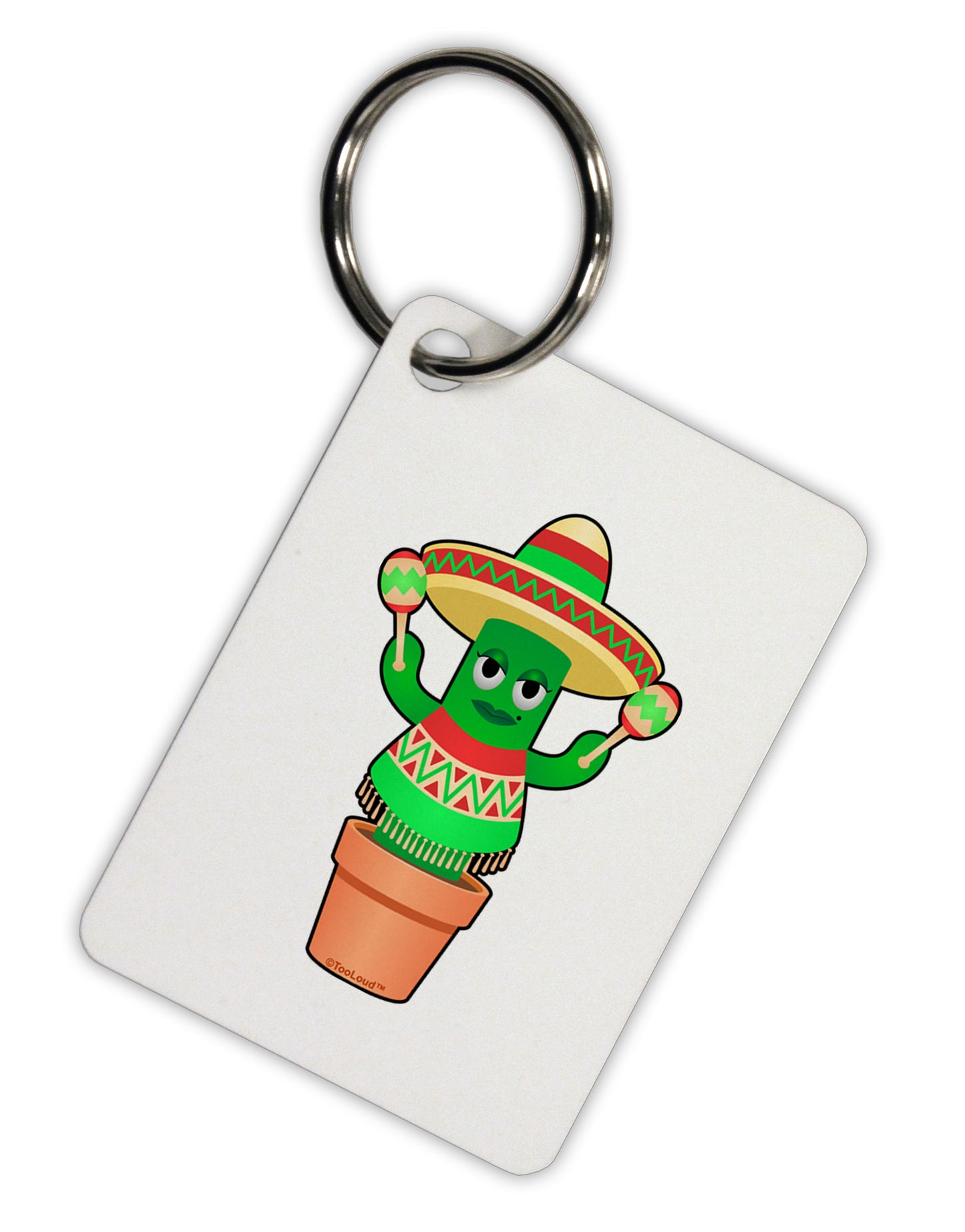 Fiesta Cactus Poncho Aluminum Keyring Tag by TooLoud-Keyring-TooLoud-White-Davson Sales