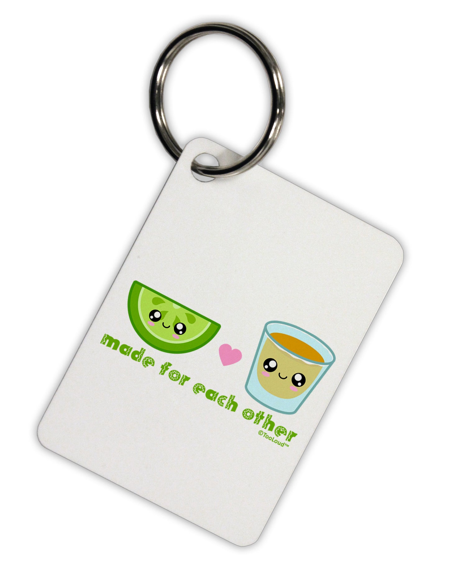Cute Tequila Shot and Lime - Made For Each Other Aluminum Keyring Tag by TooLoud-Keyring-TooLoud-White-Davson Sales