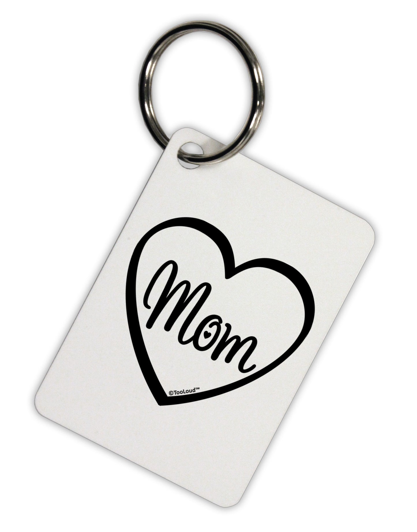 Mom Heart Design Aluminum Keyring Tag by TooLoud-Keyring-TooLoud-White-Davson Sales