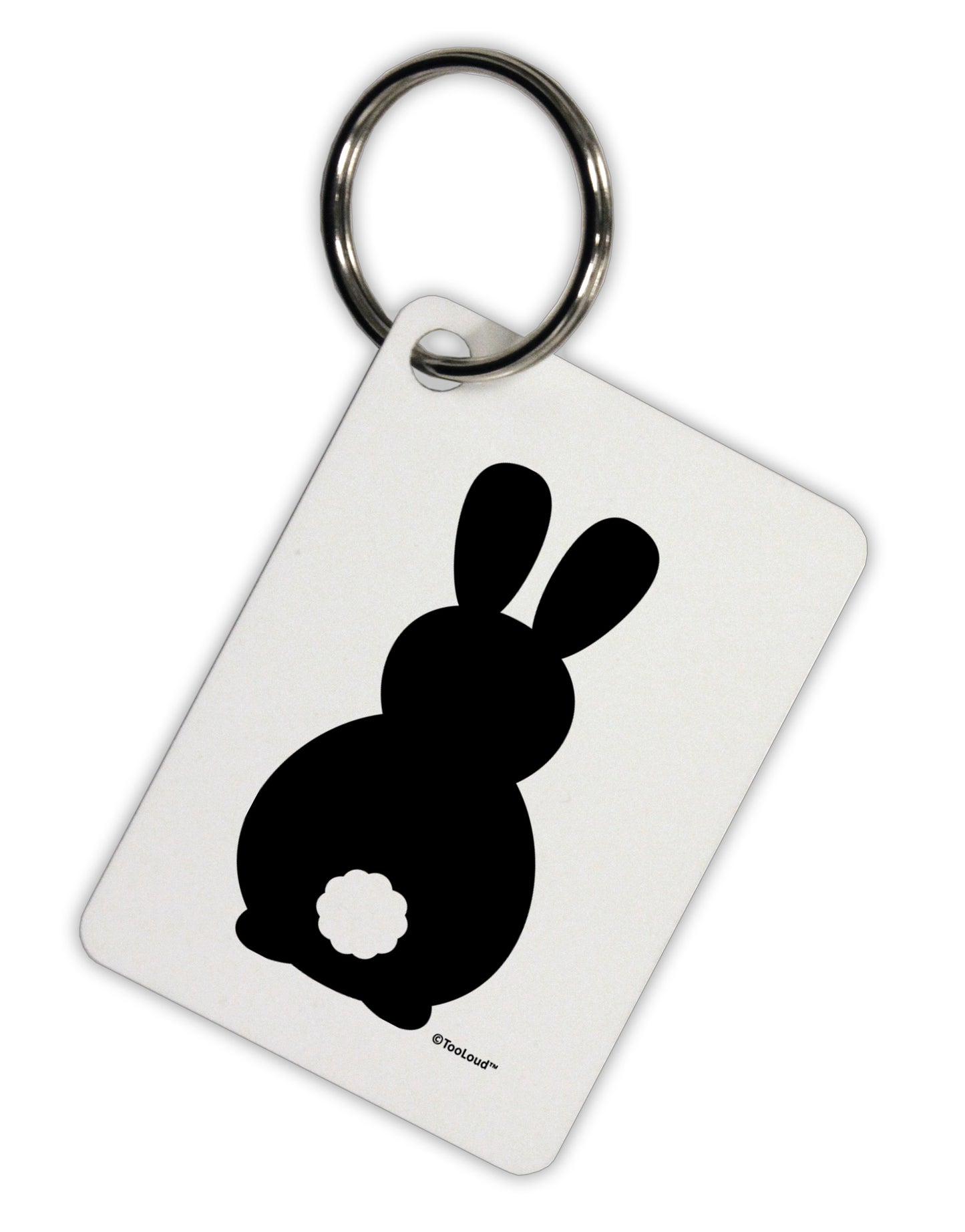 Cute Bunny Silhouette with Tail Aluminum Keyring Tag by TooLoud-Keyring-TooLoud-White-Davson Sales