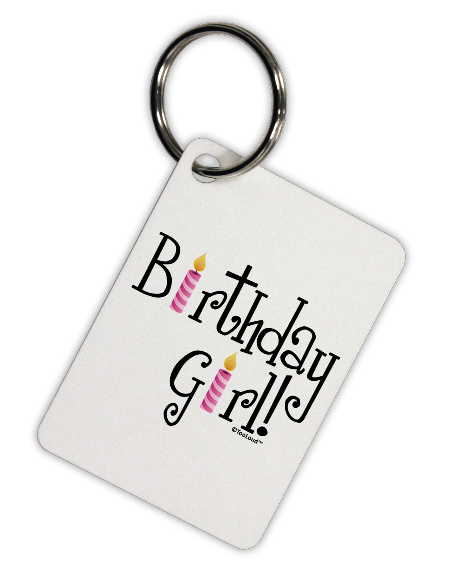 Birthday Girl - Birthday Candles Aluminum Keyring Tag by TooLoud-Keyring-TooLoud-White-Davson Sales