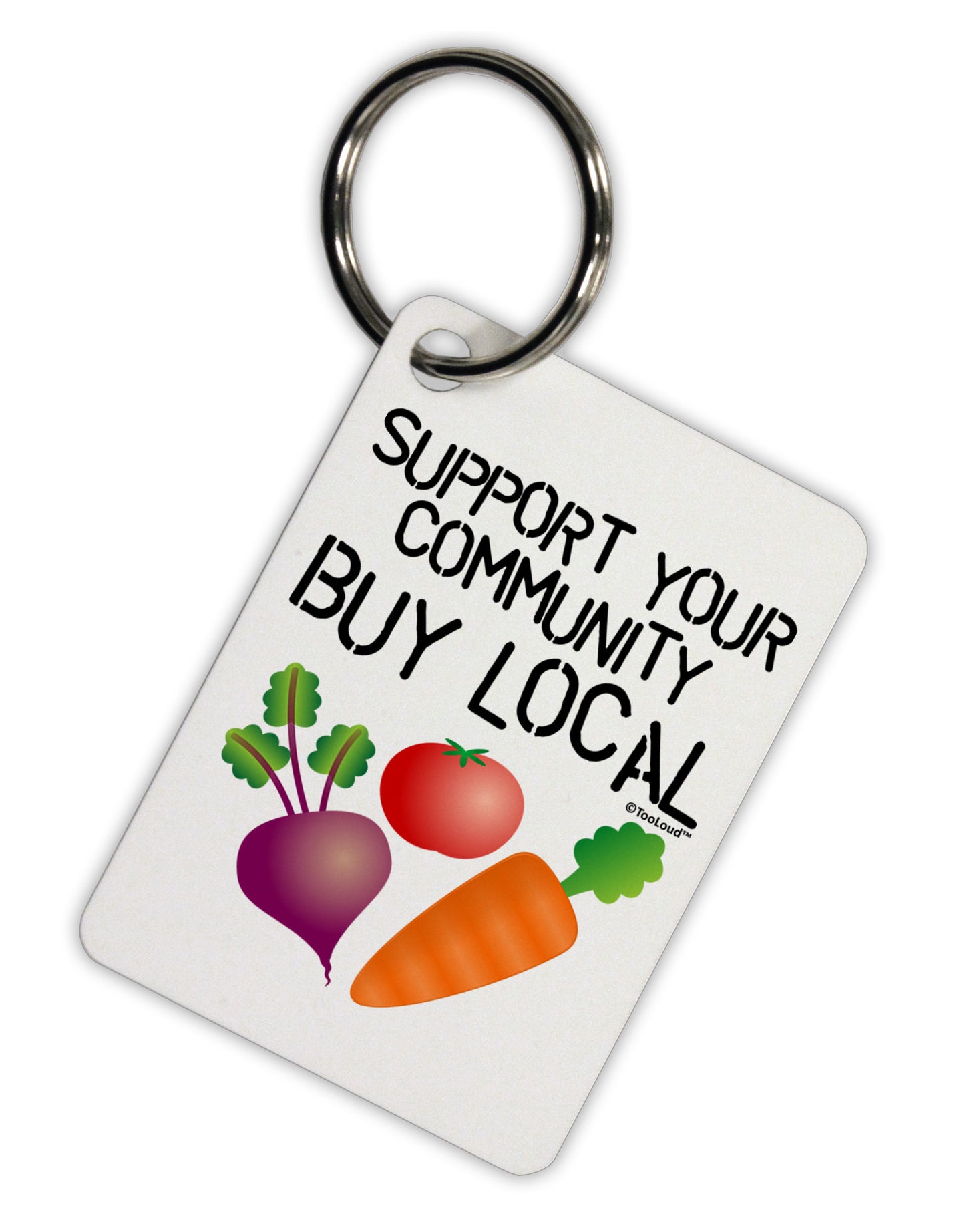 Support Your Community - Buy Local Aluminum Keyring Tag-Keyring-TooLoud-White-Davson Sales