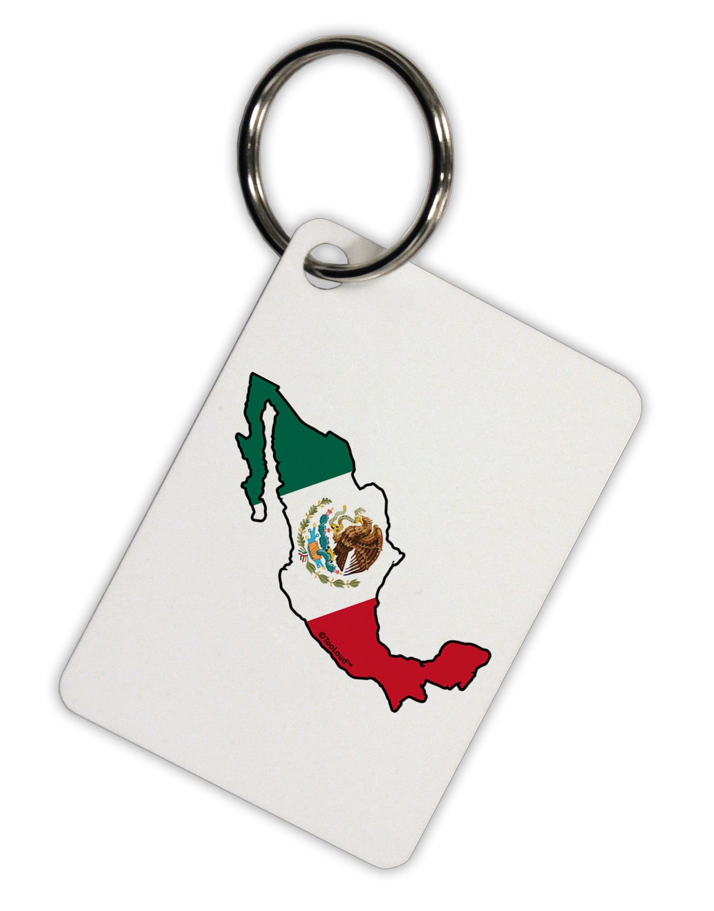 Mexico Outline - Mexican Flag Aluminum Keyring Tag by TooLoud-Keyring-TooLoud-White-Davson Sales
