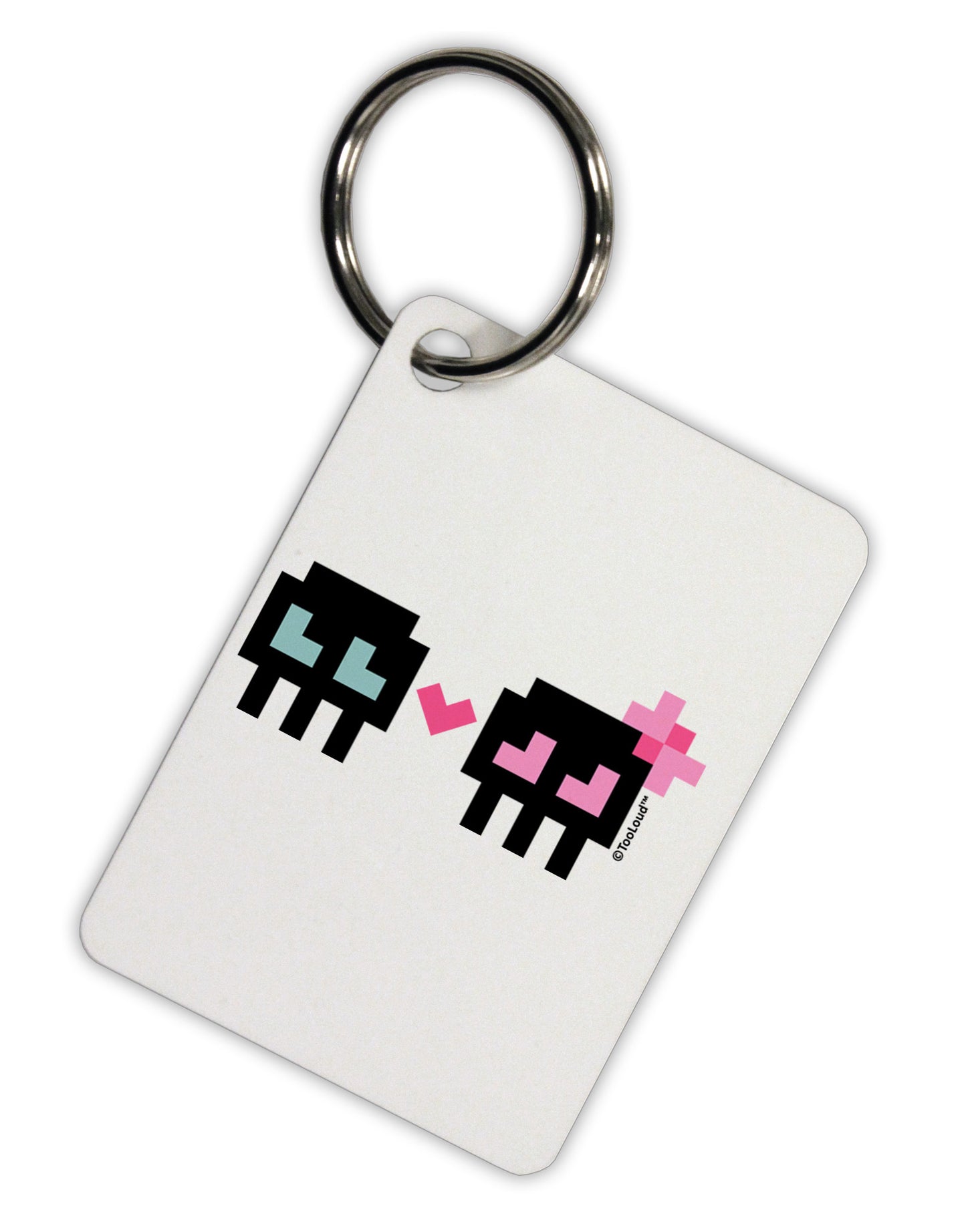 8-Bit Skull Love - Boy and Girl Aluminum Keyring Tag-Keyring-TooLoud-White-Davson Sales