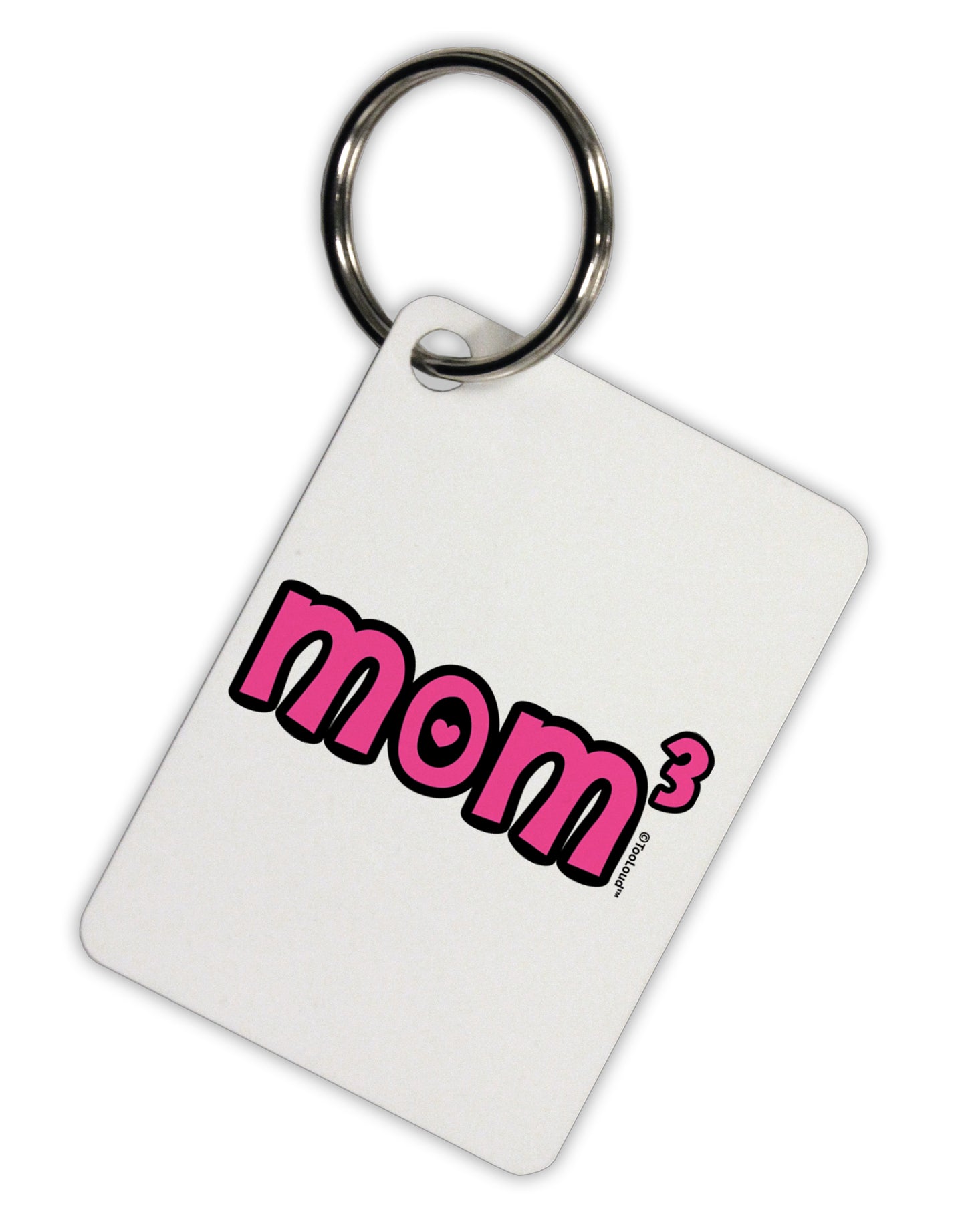 Mom Cubed - Cute Mom of Three Design Aluminum Keyring Tag by TooLoud-Keyring-TooLoud-White-Davson Sales