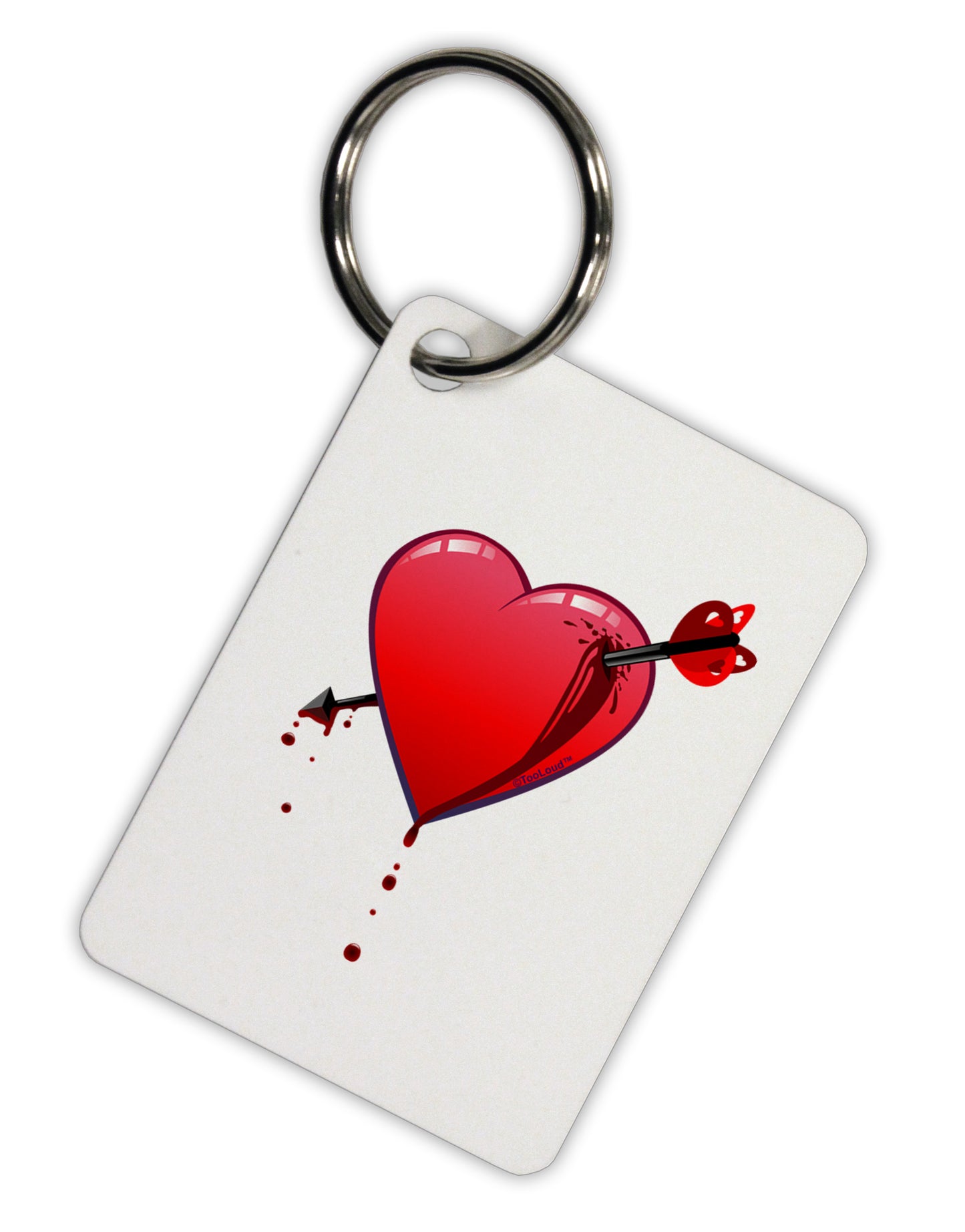 Shot Through the Heart Bleeding Aluminum Keyring Tag by TooLoud-Keyring-TooLoud-White-Davson Sales
