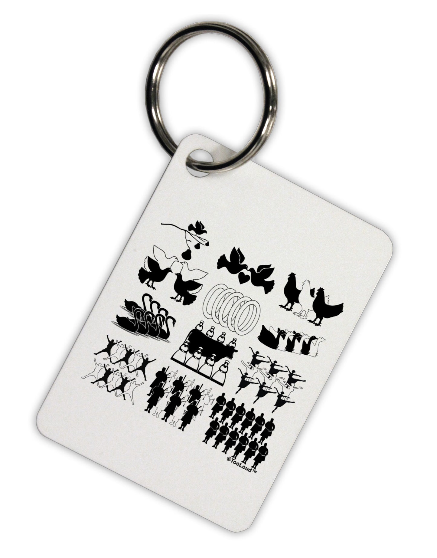 Twelve Days of Christmas Aluminum Keyring Tag-Keyring-TooLoud-White-Davson Sales