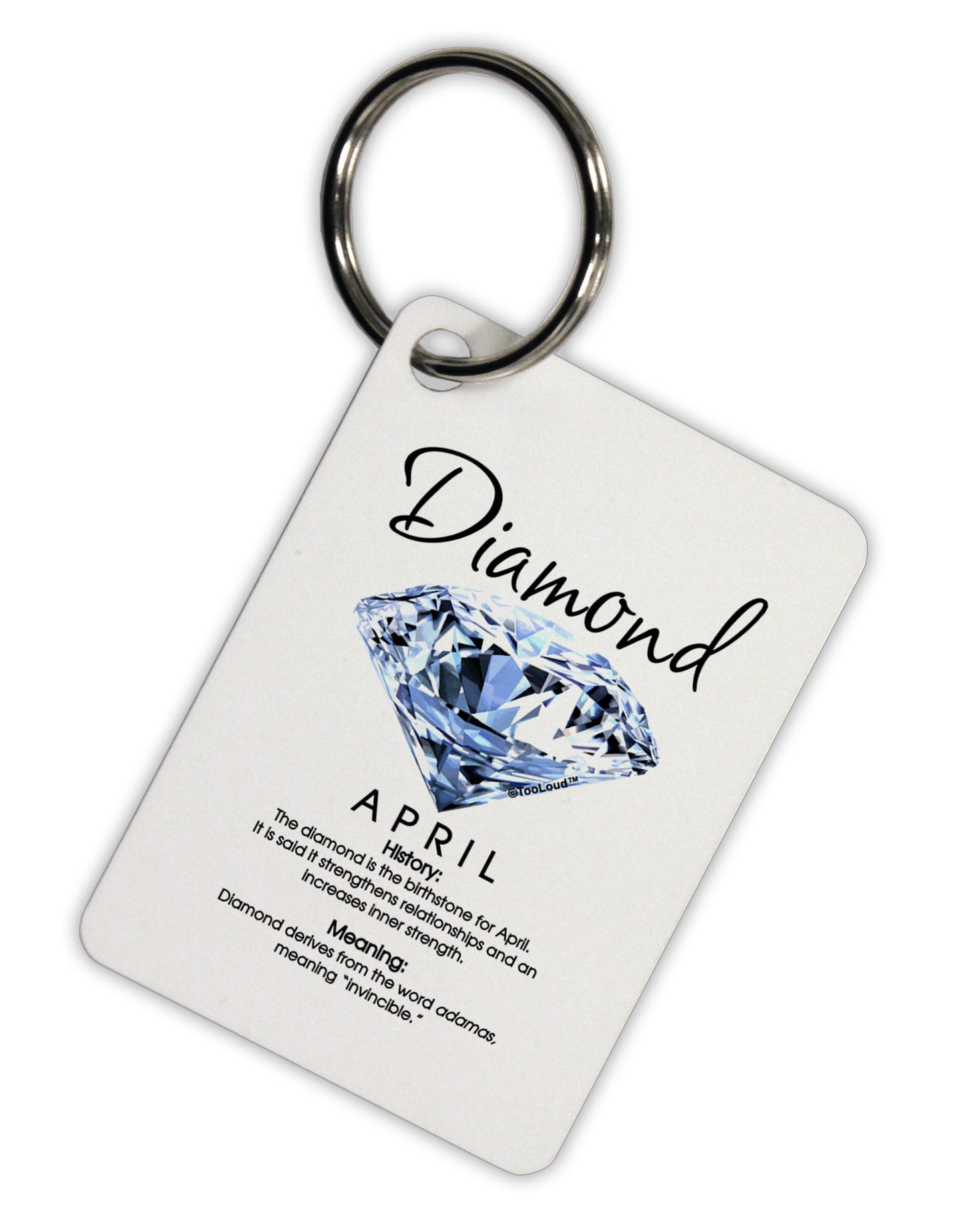Birthstone Diamond Aluminum Keyring Tag by TooLoud-Keyring-TooLoud-White-Davson Sales