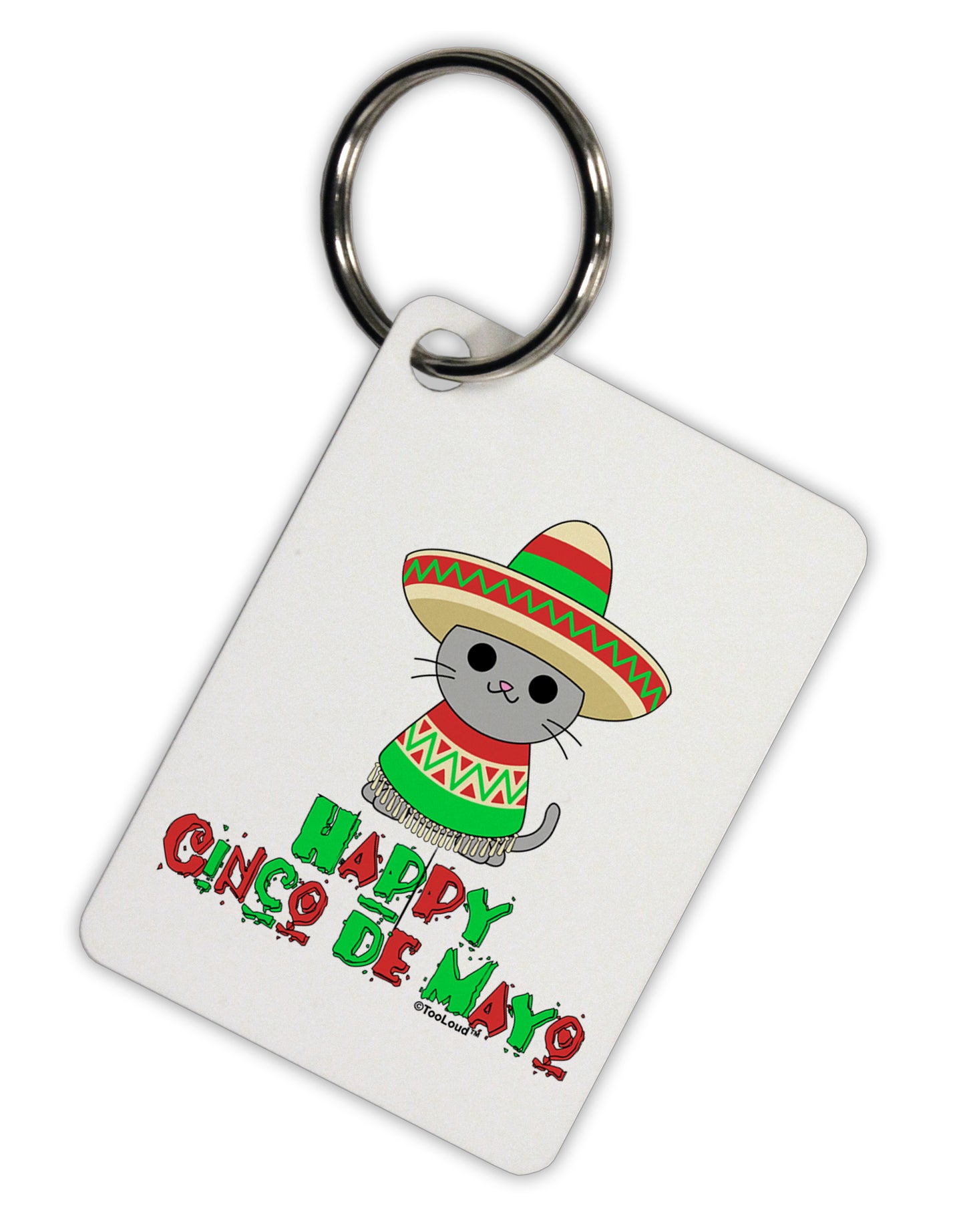 Happy Cinco de Mayo Cat Aluminum Keyring Tag by TooLoud-Keyring-TooLoud-White-Davson Sales