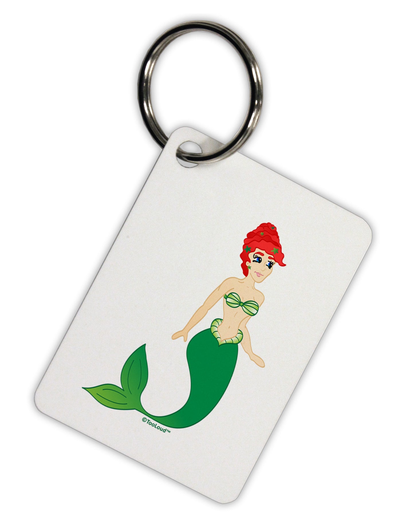 Mermaid Design - Green Aluminum Keyring Tag-Keyring-TooLoud-White-Davson Sales