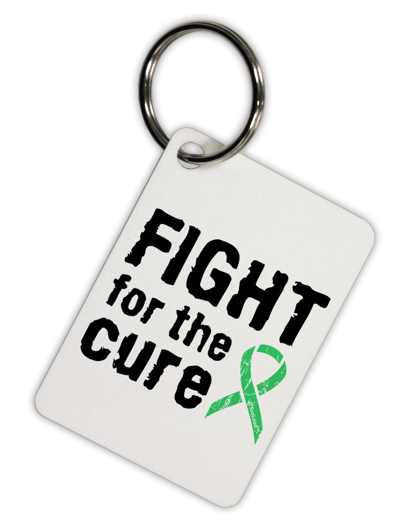 Fight for the Cure - Light Green Ribbon Celiac Disease Aluminum Keyring Tag-Keyring-TooLoud-White-Davson Sales