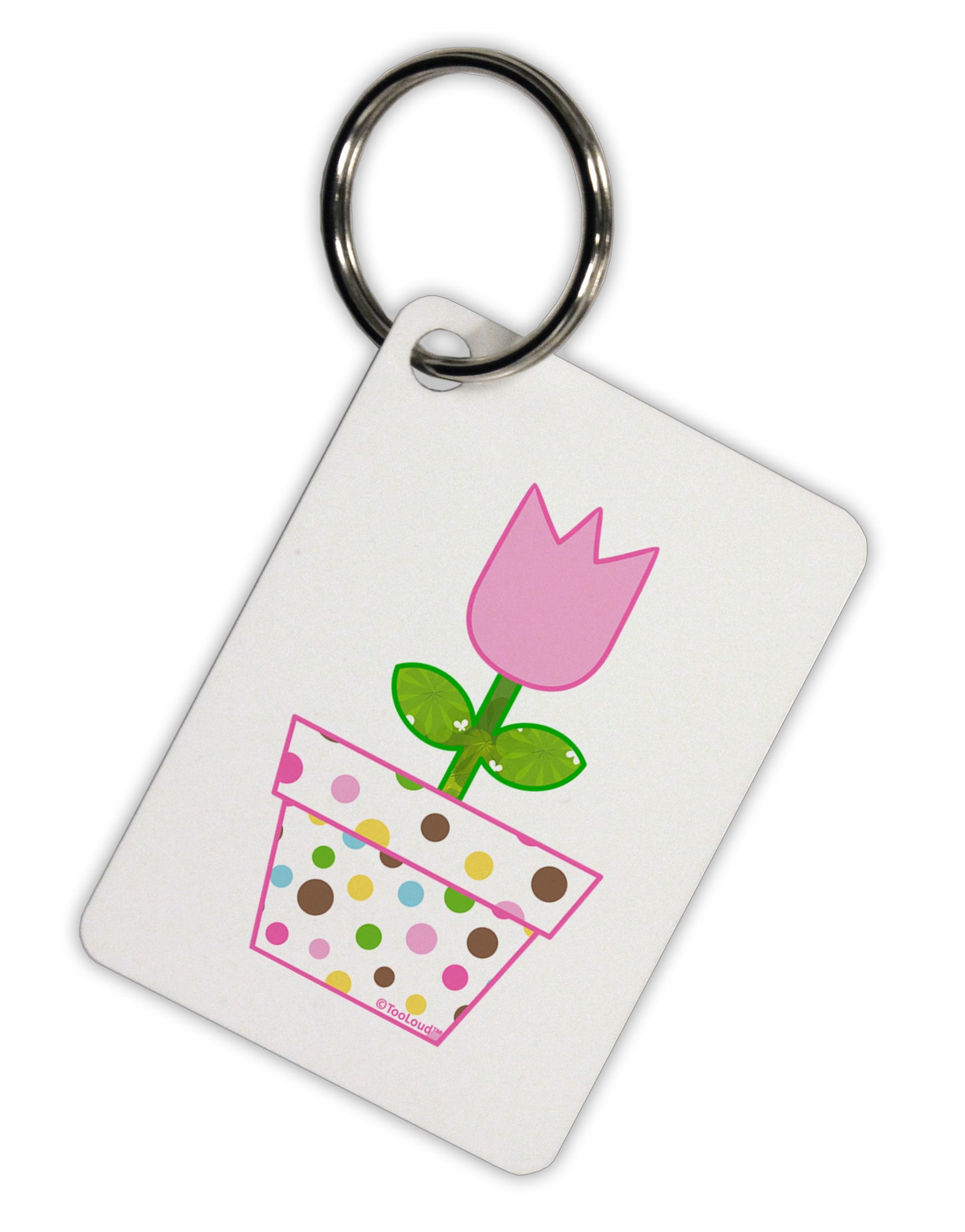 Easter Tulip Design - Pink Aluminum Keyring Tag by TooLoud-Keyring-TooLoud-White-Davson Sales