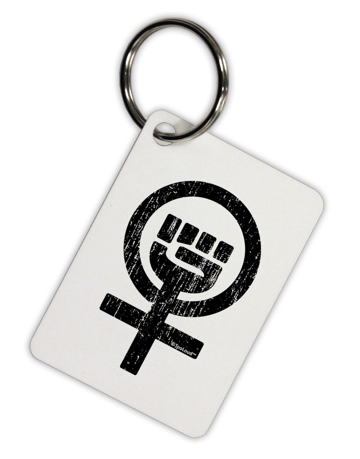 Distressed Feminism Symbol Aluminum Keyring Tag-Keyring-TooLoud-White-Davson Sales
