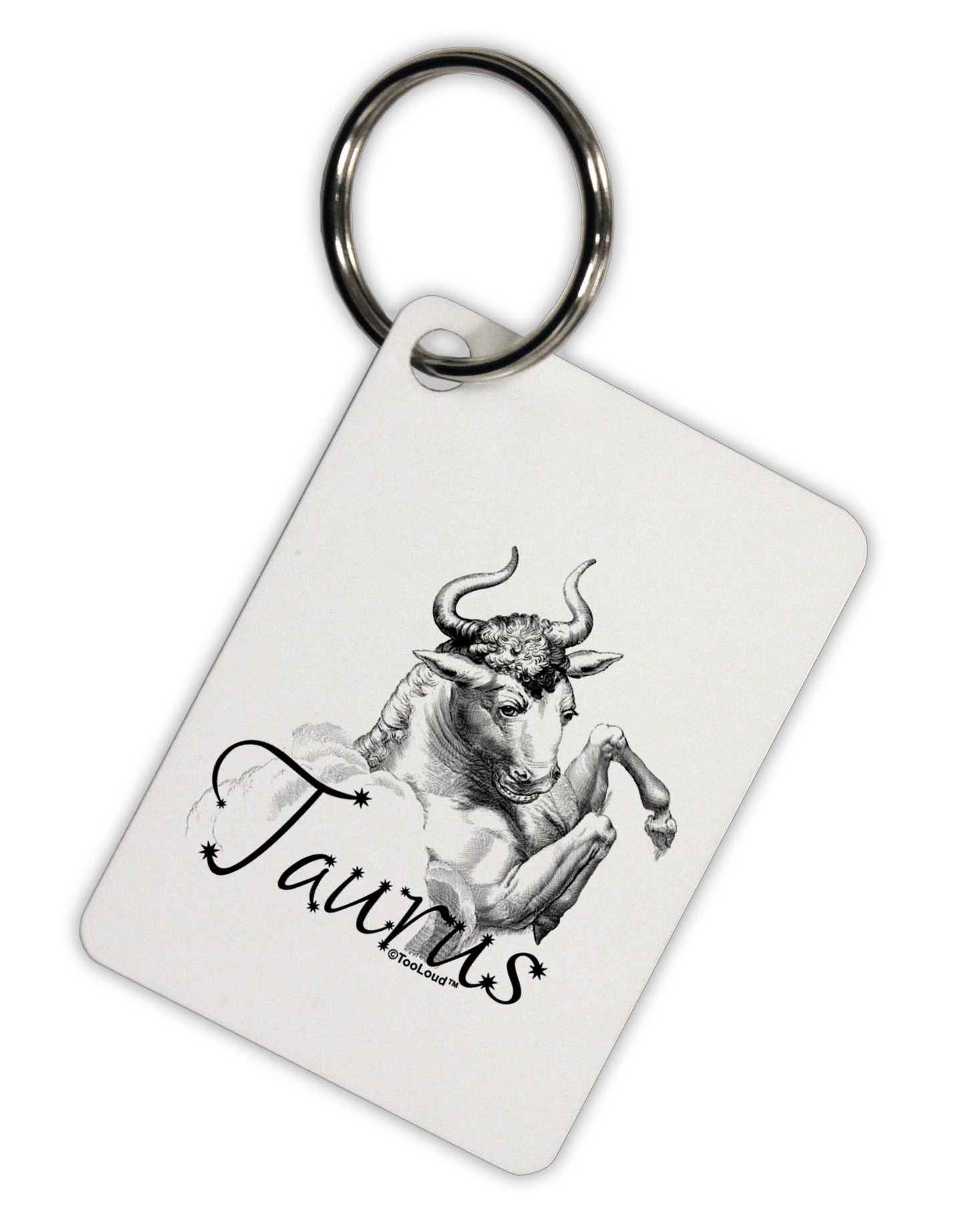 Taurus Illustration Aluminum Keyring Tag-Keyring-TooLoud-White-Davson Sales