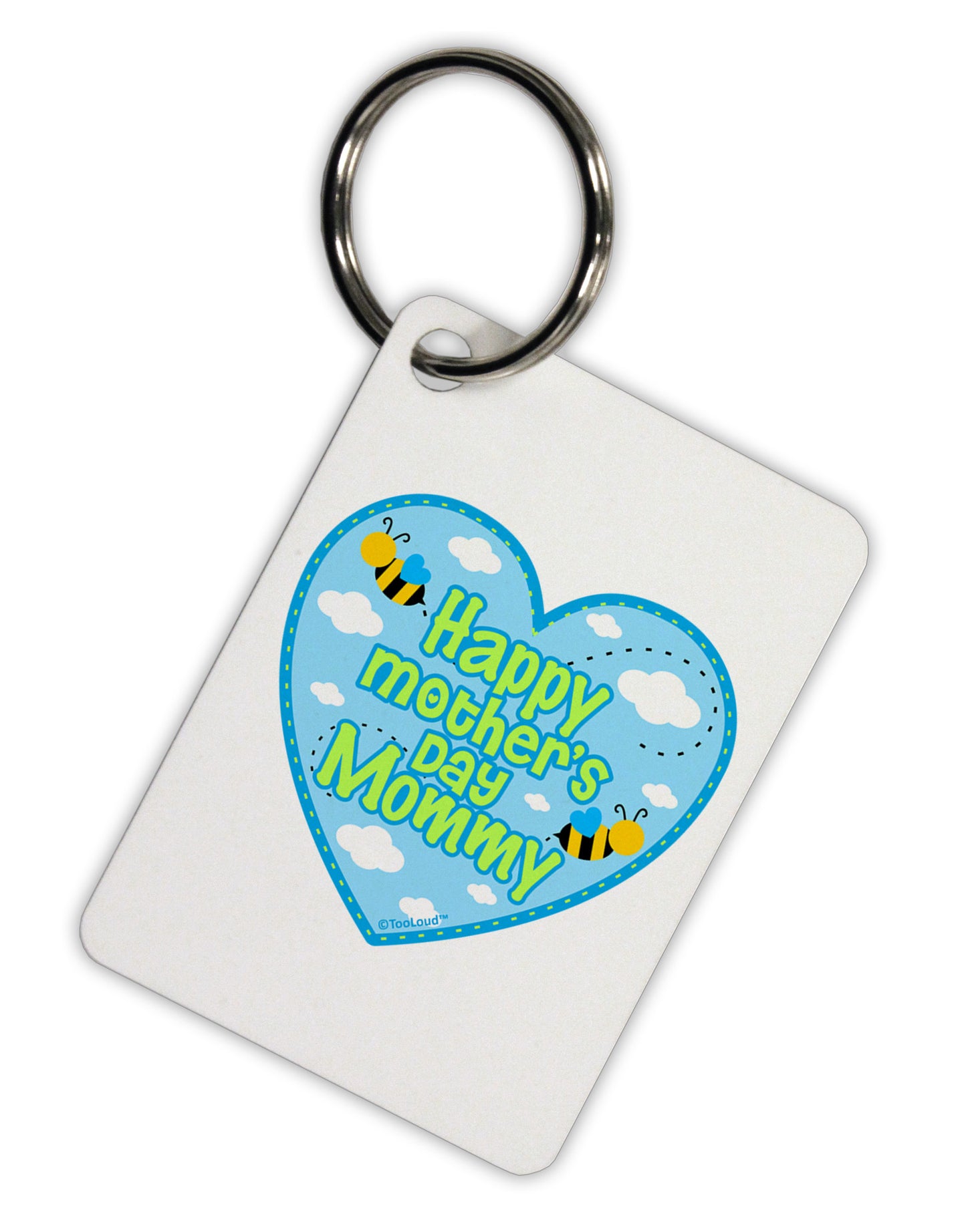 Happy Mother's Day Mommy - Blue Aluminum Keyring Tag by TooLoud-Keyring-TooLoud-White-Davson Sales