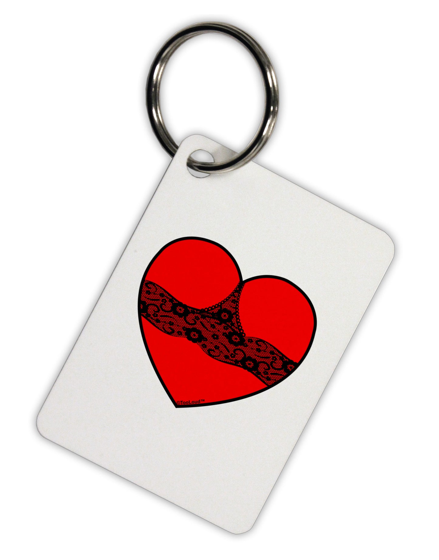 Black Lace Panty Heart Aluminum Keyring Tag-Keyring-TooLoud-White-Davson Sales