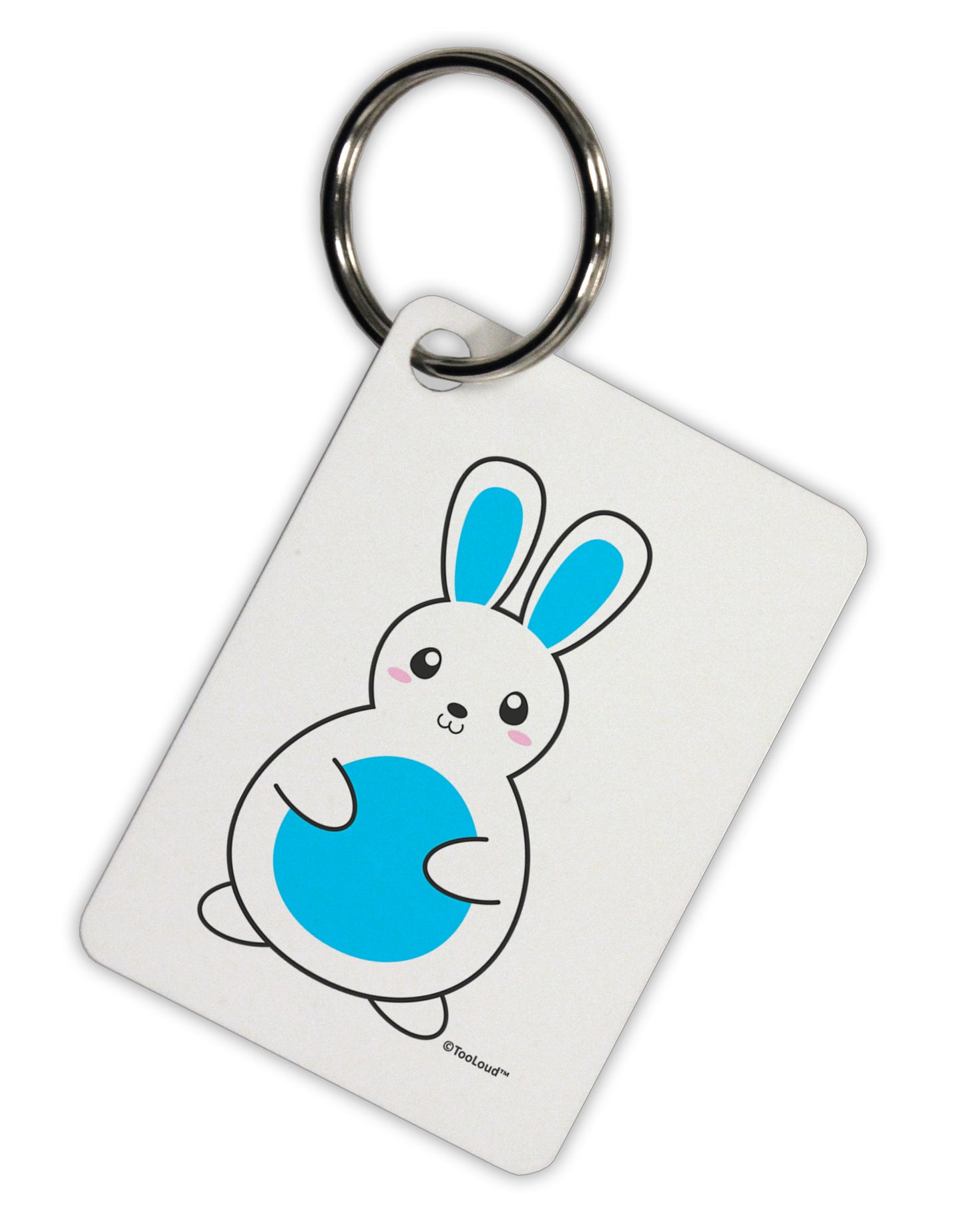 Cute Easter Bunny - Blue Aluminum Keyring Tag by TooLoud-Keyring-TooLoud-White-Davson Sales