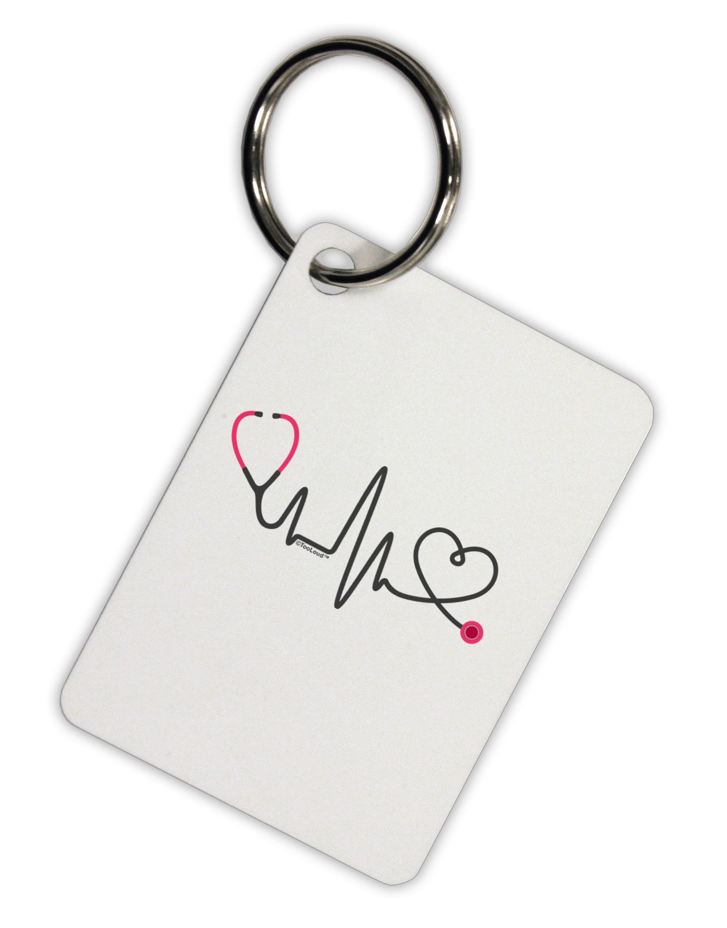 Stethoscope Heartbeat Aluminum Keyring Tag-Keyring-TooLoud-White-Davson Sales
