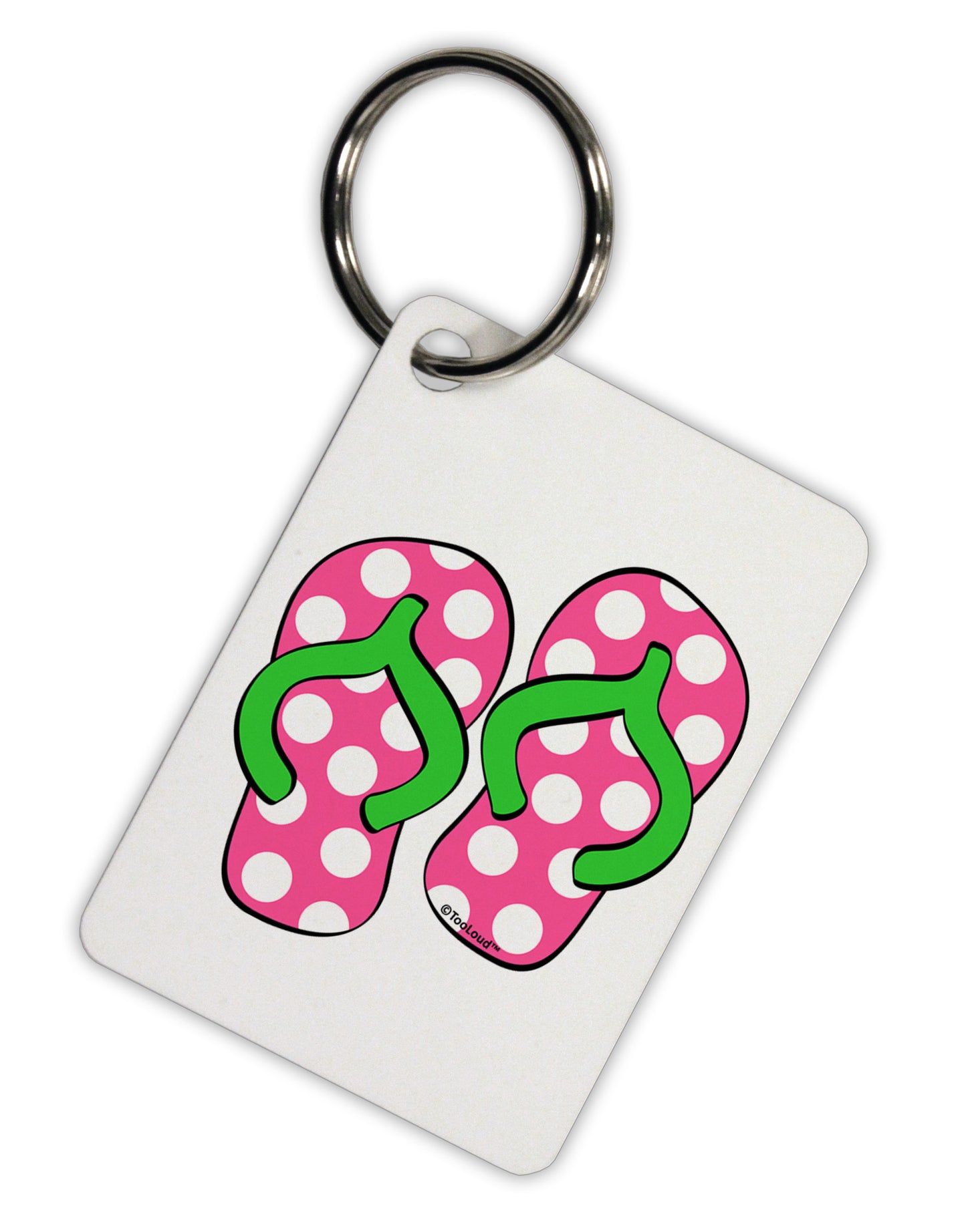 Cute Polka Dot Flip Flops - Pink and Green Aluminum Keyring Tag-Keyring-TooLoud-White-Davson Sales