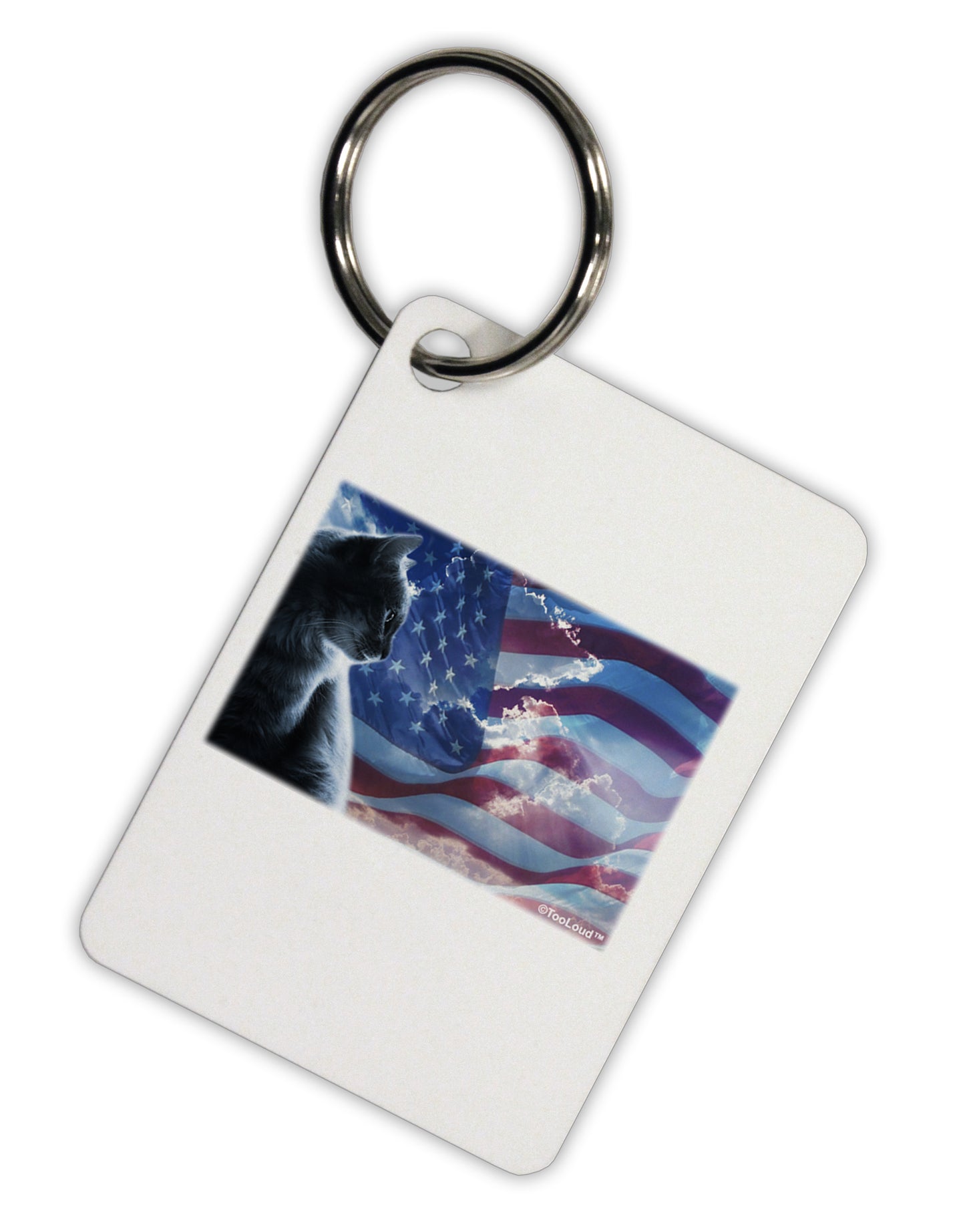 All American Cat Aluminum Keyring Tag by TooLoud-Keyring-TooLoud-White-Davson Sales