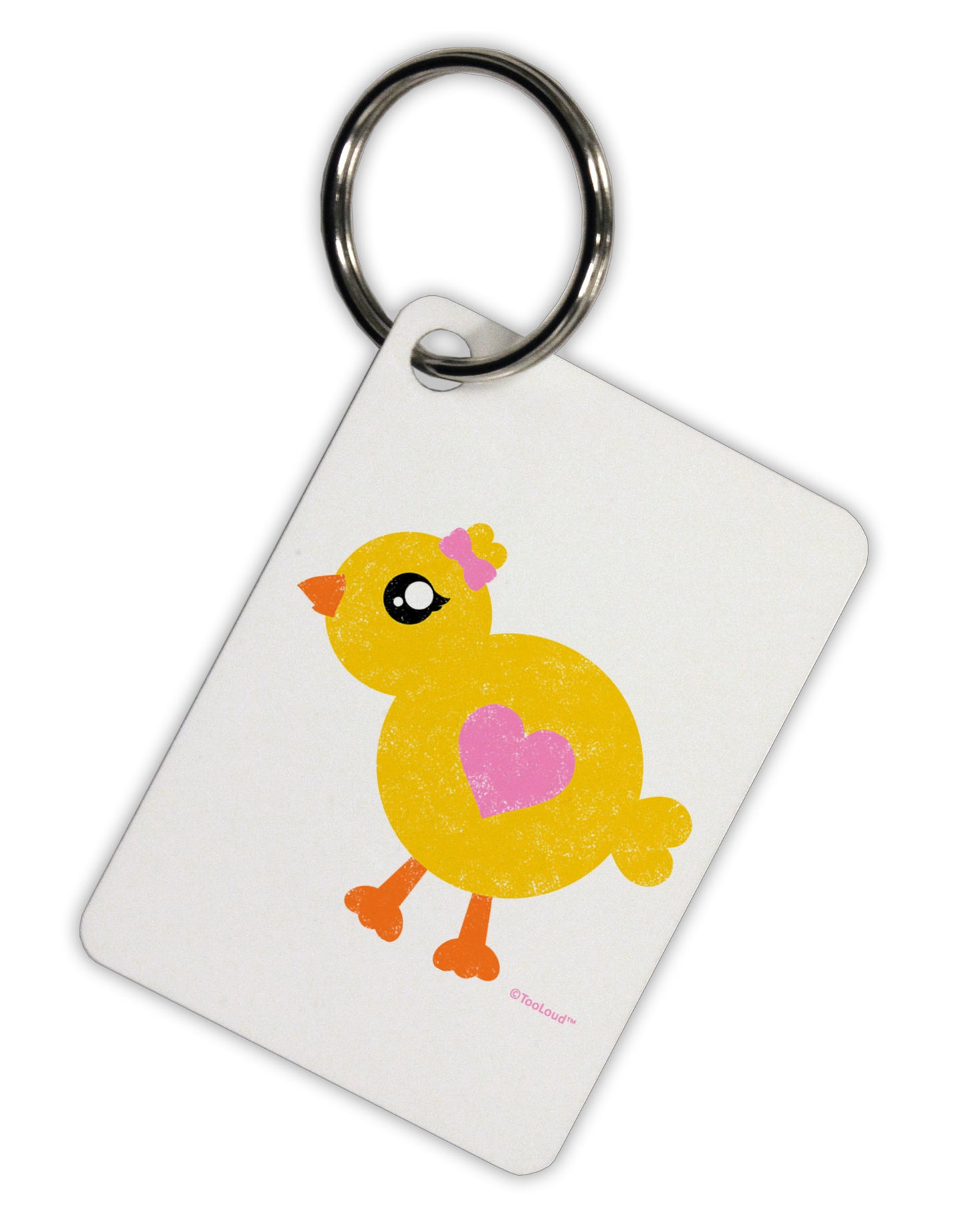 Cute Chick with Bow - Crayon Style Drawing Aluminum Keyring Tag by TooLoud-Keyring-TooLoud-White-Davson Sales