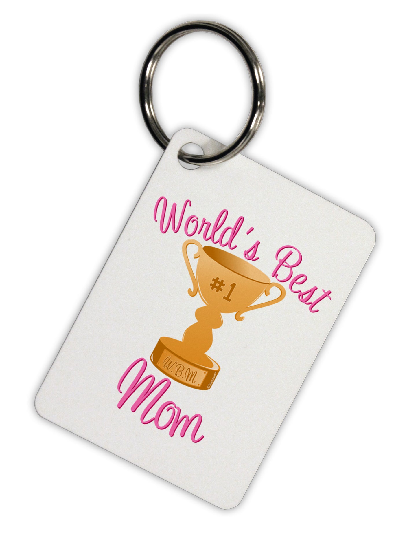 World's Best Mom - Number One Trophy Aluminum Keyring Tag by TooLoud-Keyring-TooLoud-White-Davson Sales