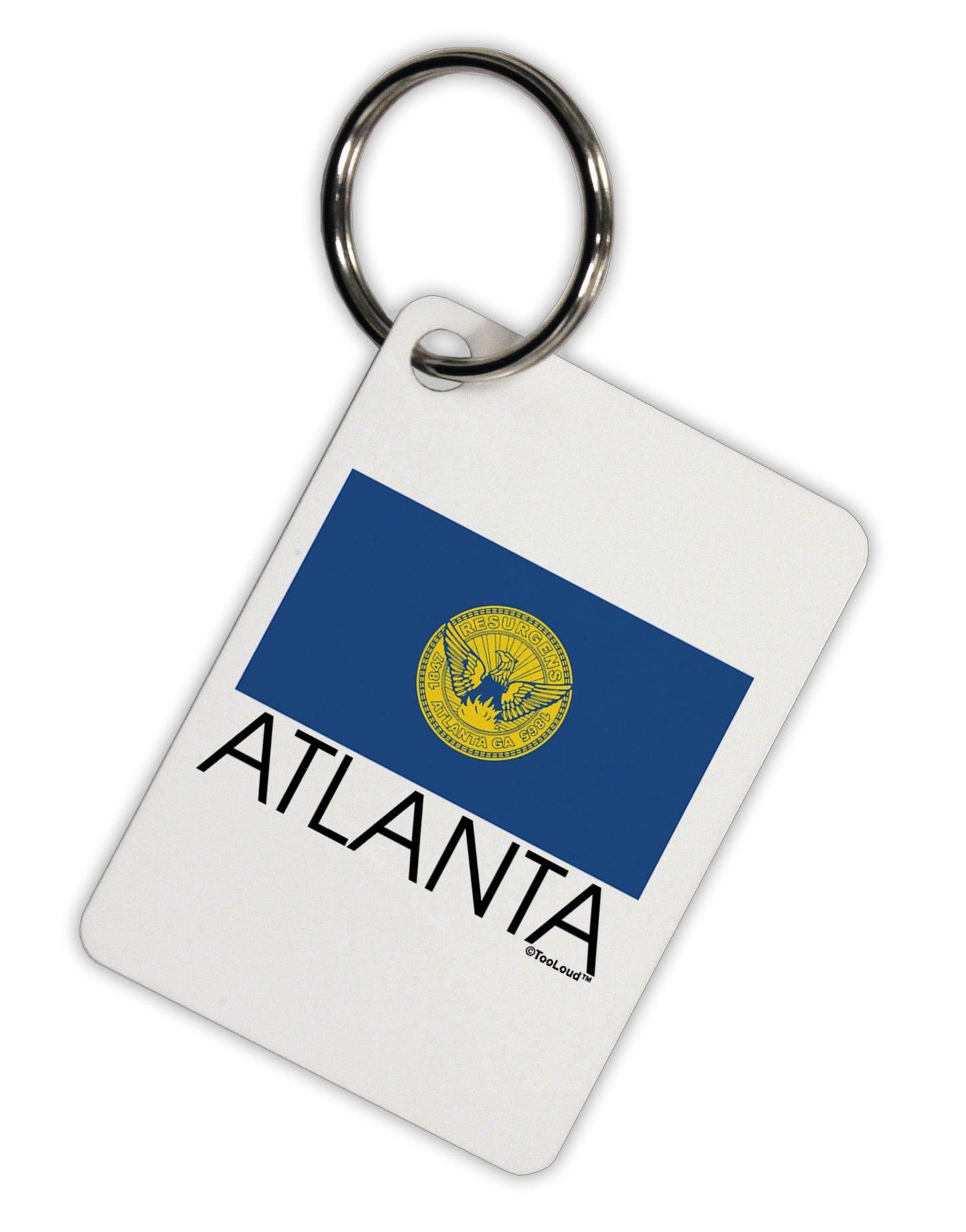 Atlanta Georgia Flag Text Aluminum Keyring Tag by TooLoud-Keyring-TooLoud-White-Davson Sales