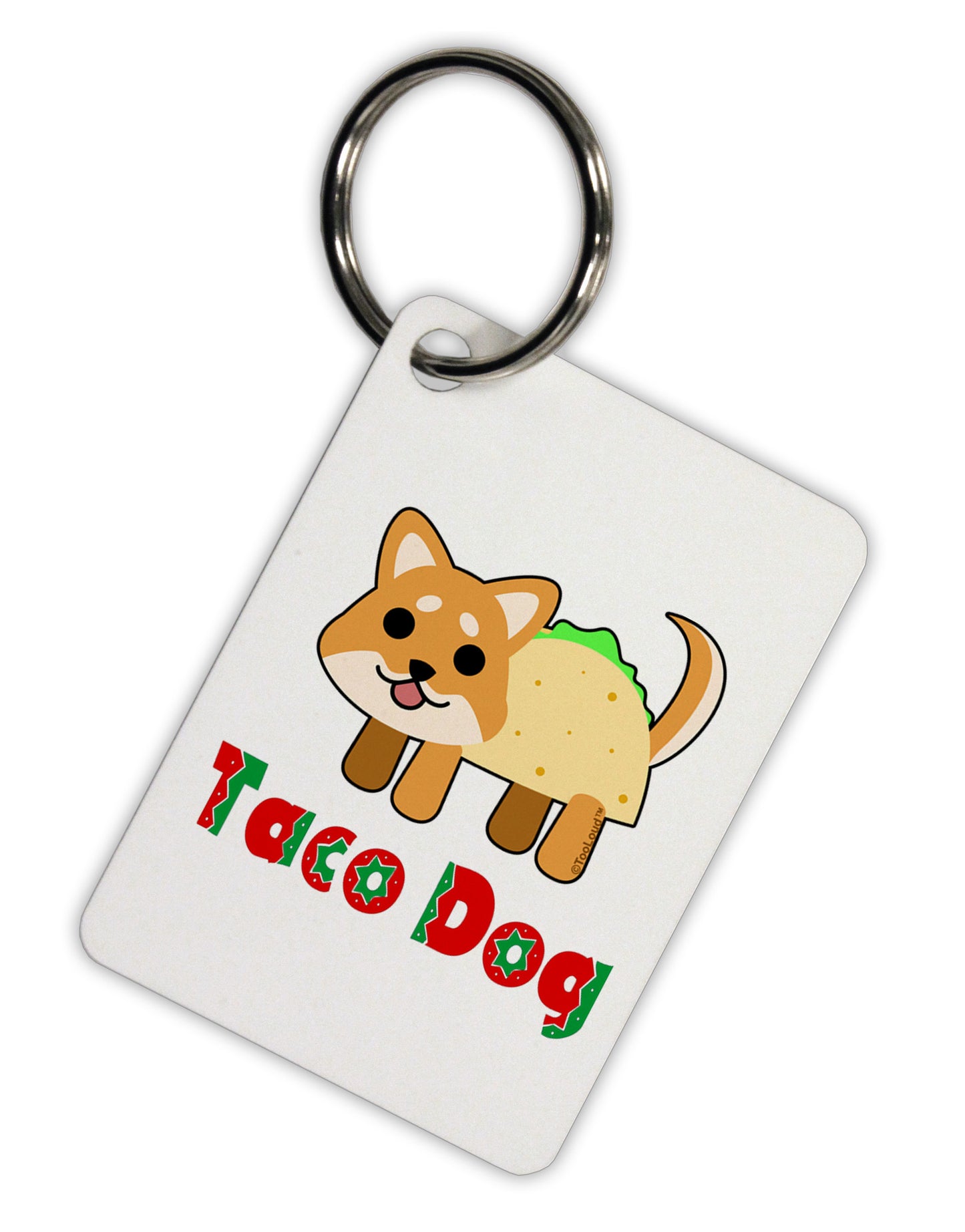 Cute Taco Dog Text Aluminum Keyring Tag-Keyring-TooLoud-White-Davson Sales