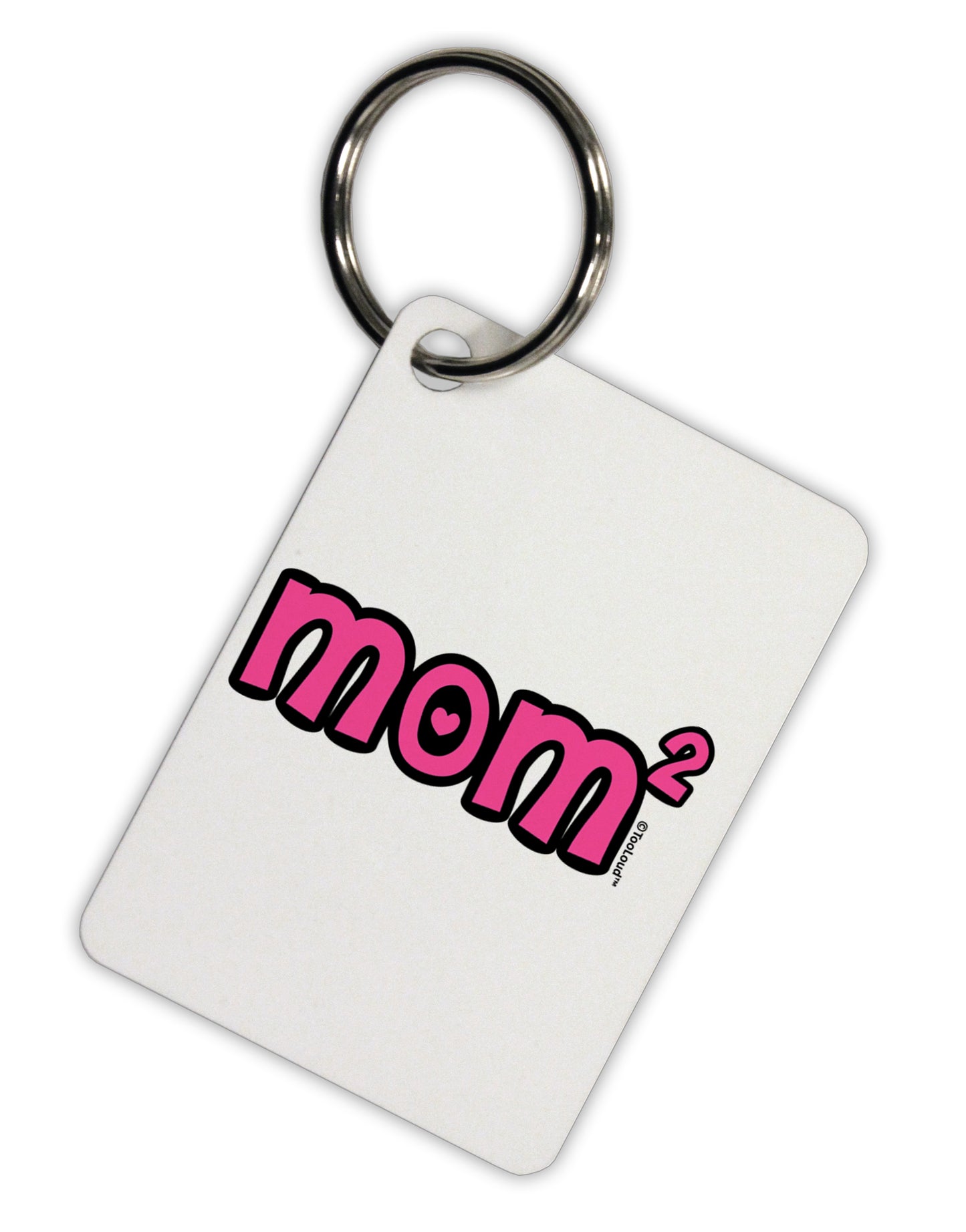 Mom Squared - Cute Mom of Two Design Aluminum Keyring Tag by TooLoud-Keyring-TooLoud-White-Davson Sales