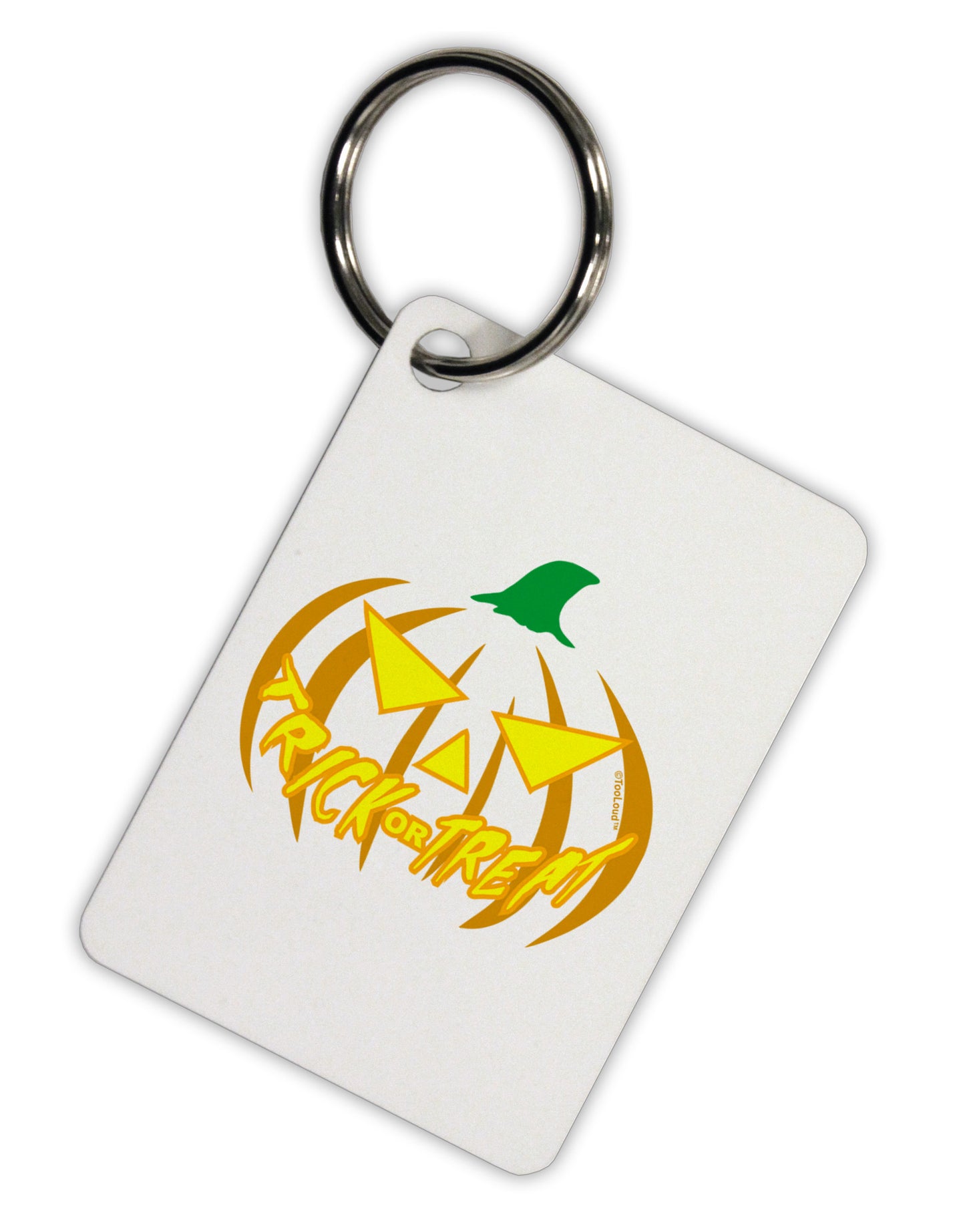 Trick or Treat Jack Yellow Aluminum Keyring Tag-Keyring-TooLoud-White-Davson Sales