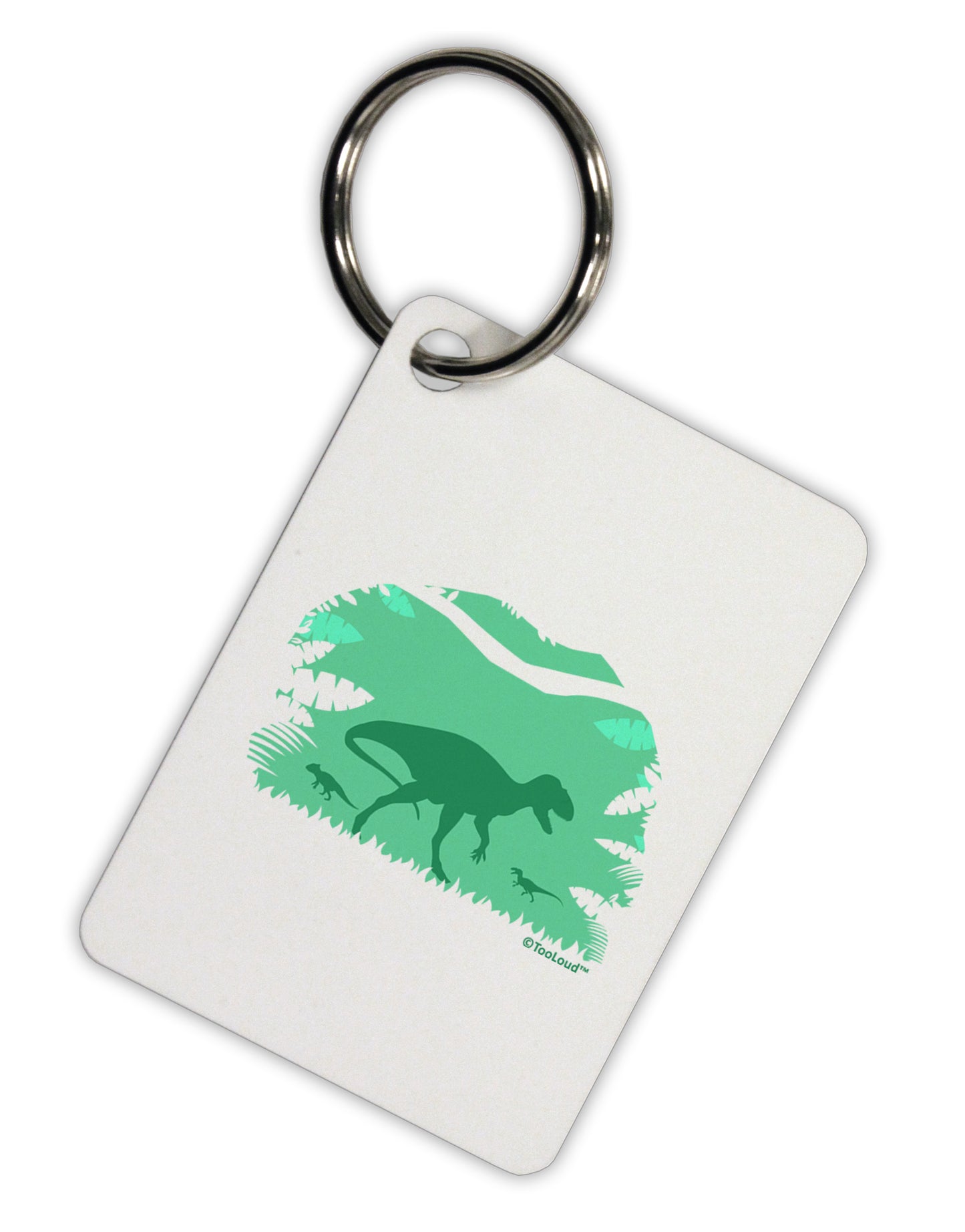 Dinosaur Silhouettes - Jungle Aluminum Keyring Tag by TooLoud-Keyring-TooLoud-White-Davson Sales