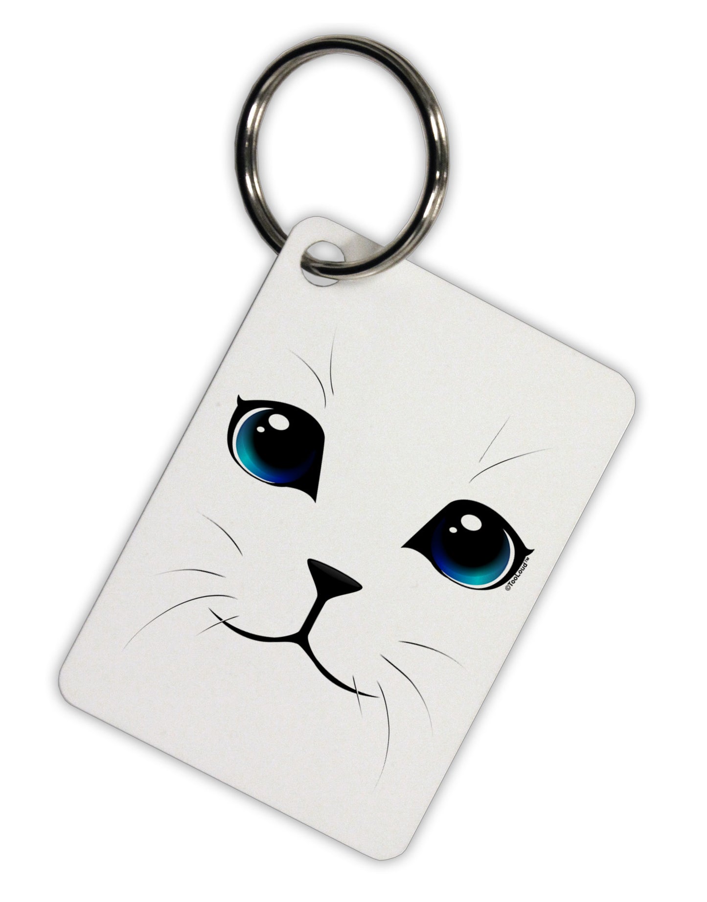 Blue-Eyed Cute Cat Face Aluminum Keyring Tag-Keyring-TooLoud-White-Davson Sales