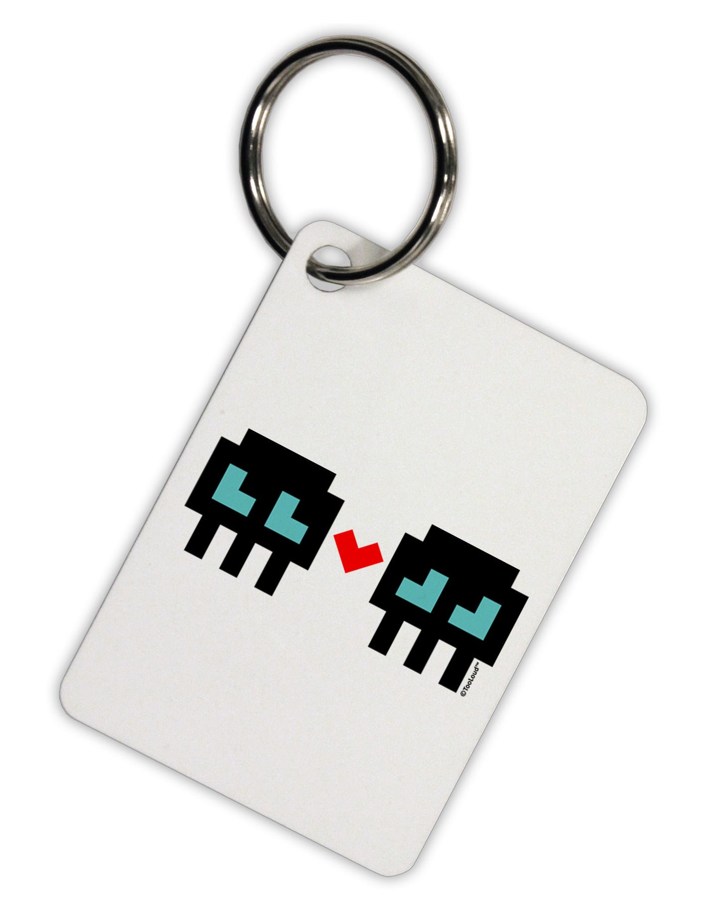 8-Bit Skull Love - Boy and Boy Aluminum Keyring Tag-Keyring-TooLoud-White-Davson Sales