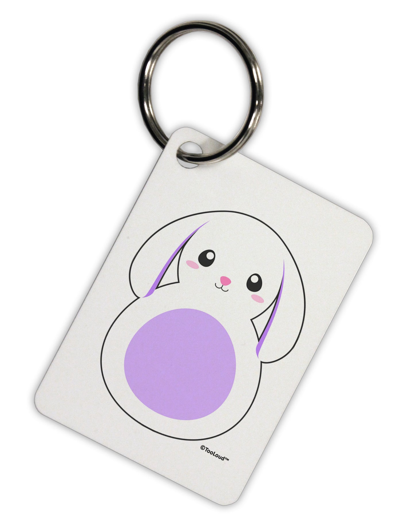 Cute Bunny with Floppy Ears - Purple Aluminum Keyring Tag by TooLoud-Keyring-TooLoud-White-Davson Sales