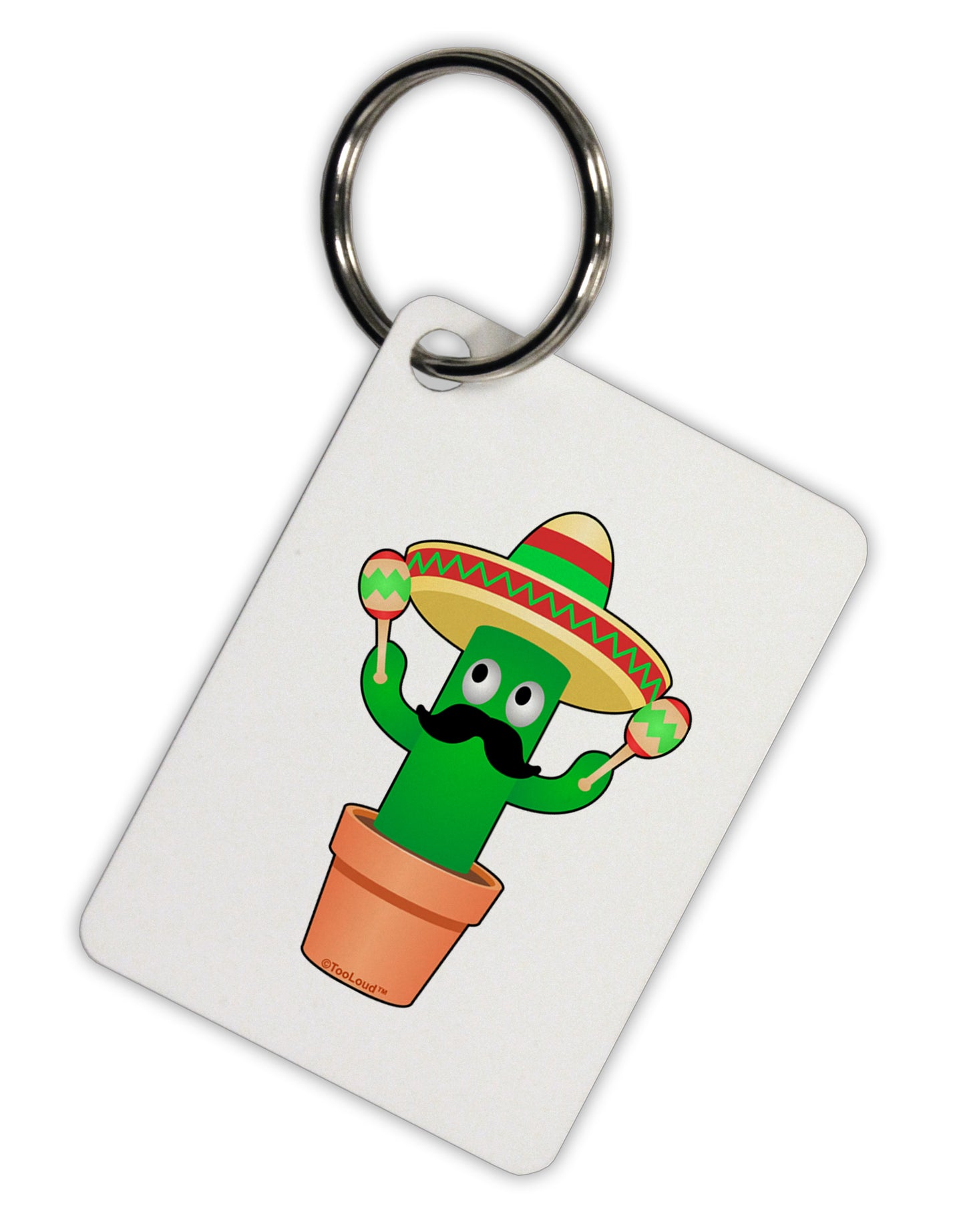 Fiesta Cactus Aluminum Keyring Tag by TooLoud-Keyring-TooLoud-White-Davson Sales