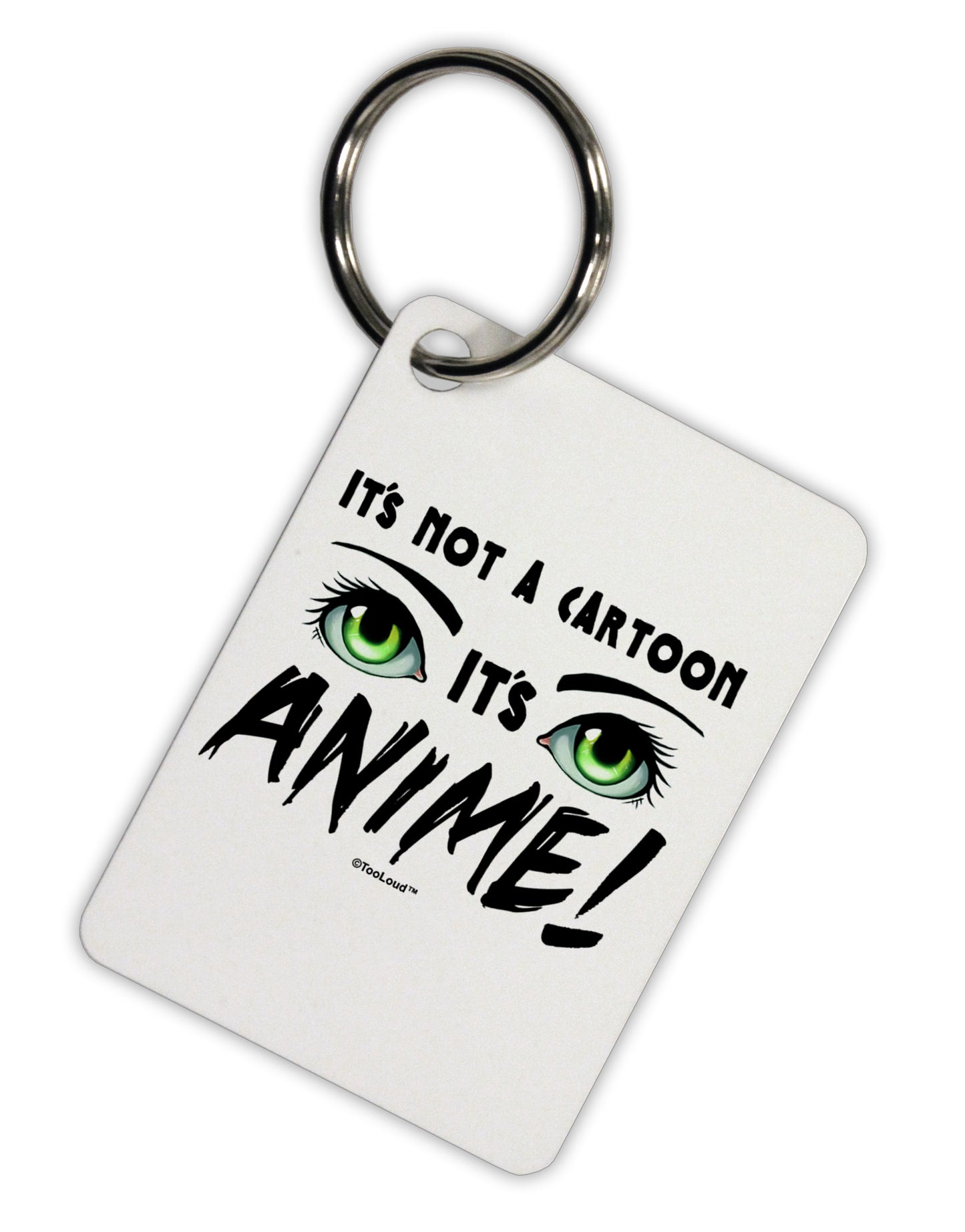 Not A Cartoon Eyes Green Aluminum Keyring Tag by TooLoud-Keyring-TooLoud-White-Davson Sales