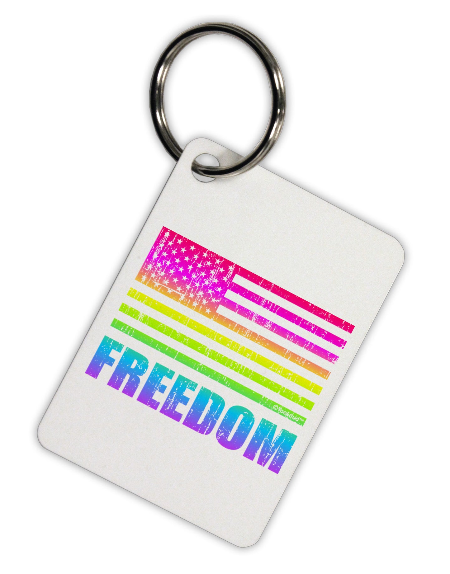 American Pride - Rainbow Flag - Freedom Aluminum Keyring Tag-Keyring-TooLoud-White-Davson Sales