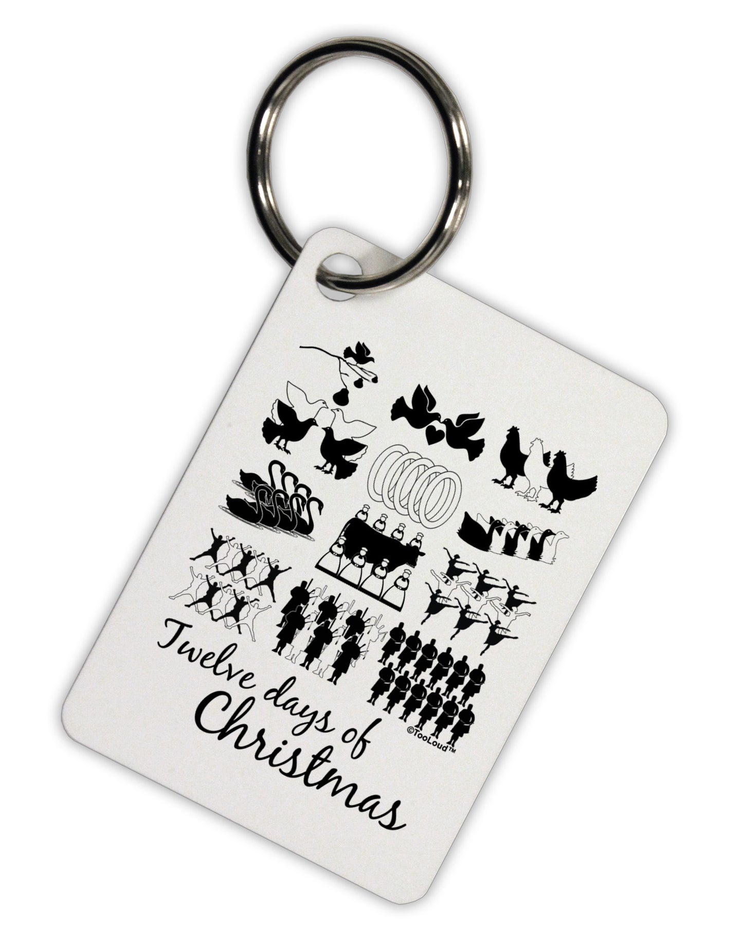 TooLoud Twelve Days of Christmas Text Aluminum Keyring Tag-Keyring-TooLoud-White-Davson Sales