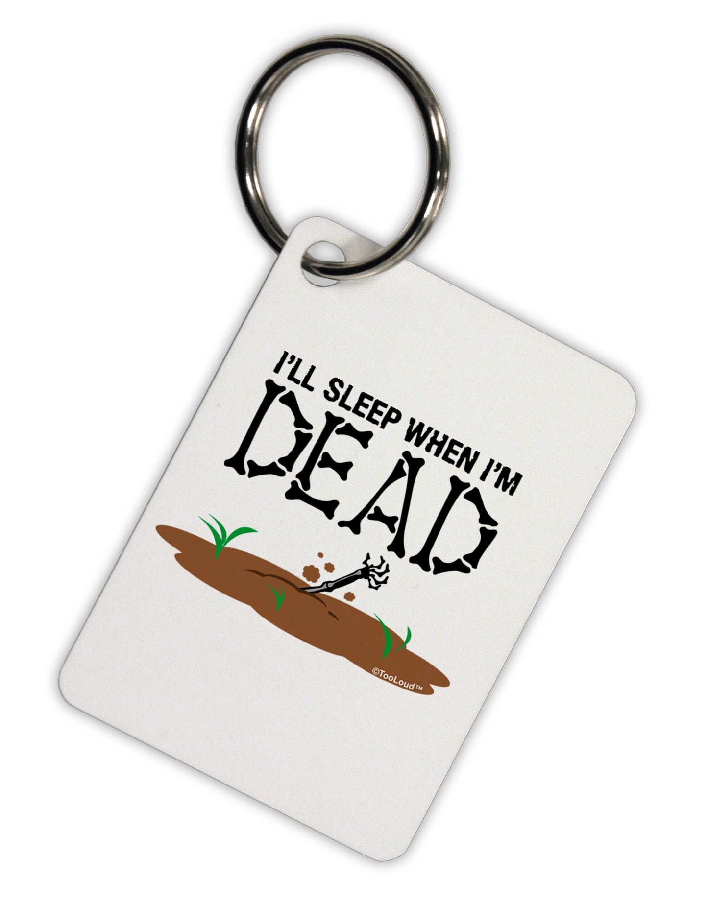 Sleep When Dead Aluminum Keyring Tag-Keyring-TooLoud-White-Davson Sales