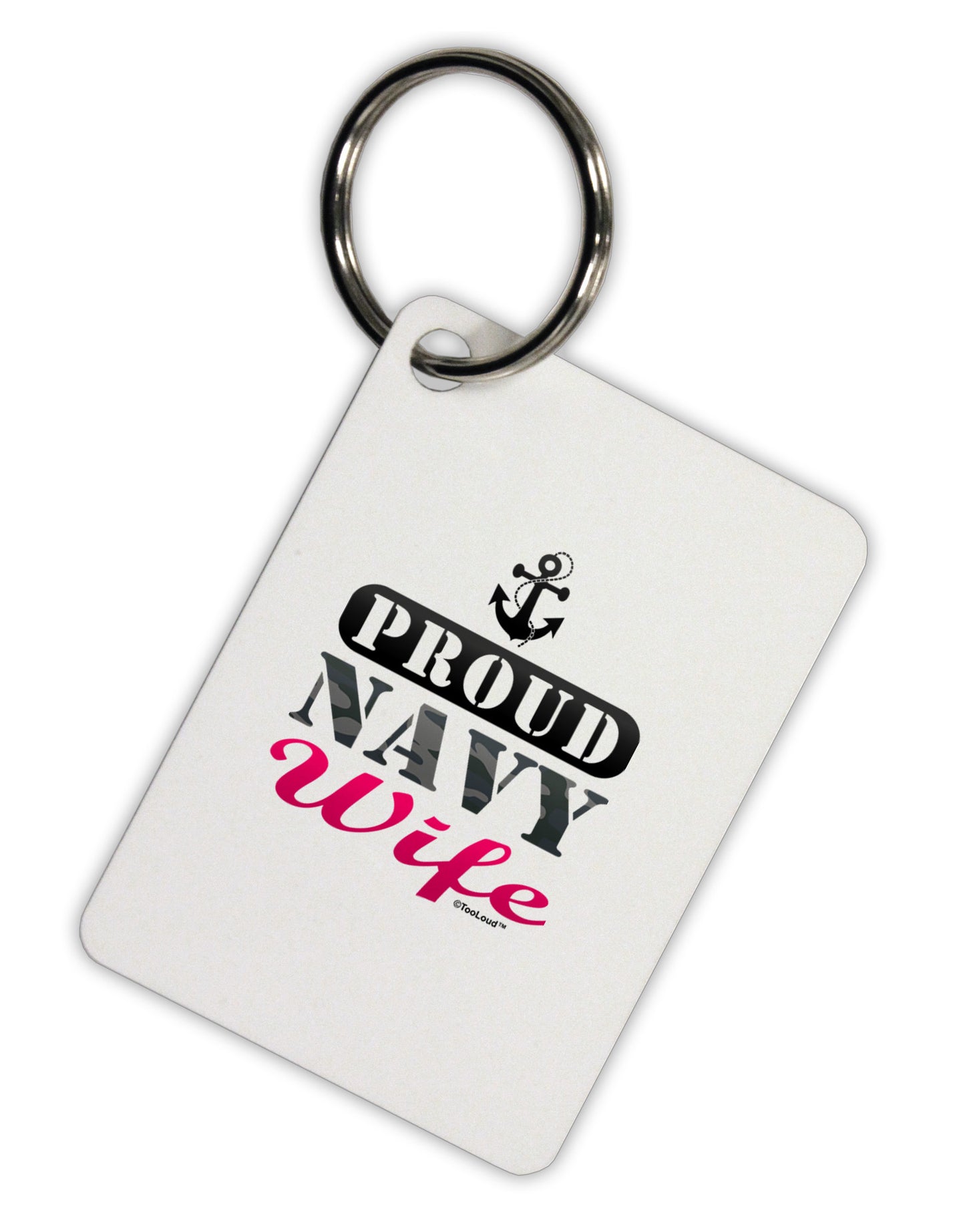 Proud Navy Wife Aluminum Keyring Tag-Keyring-TooLoud-White-Davson Sales