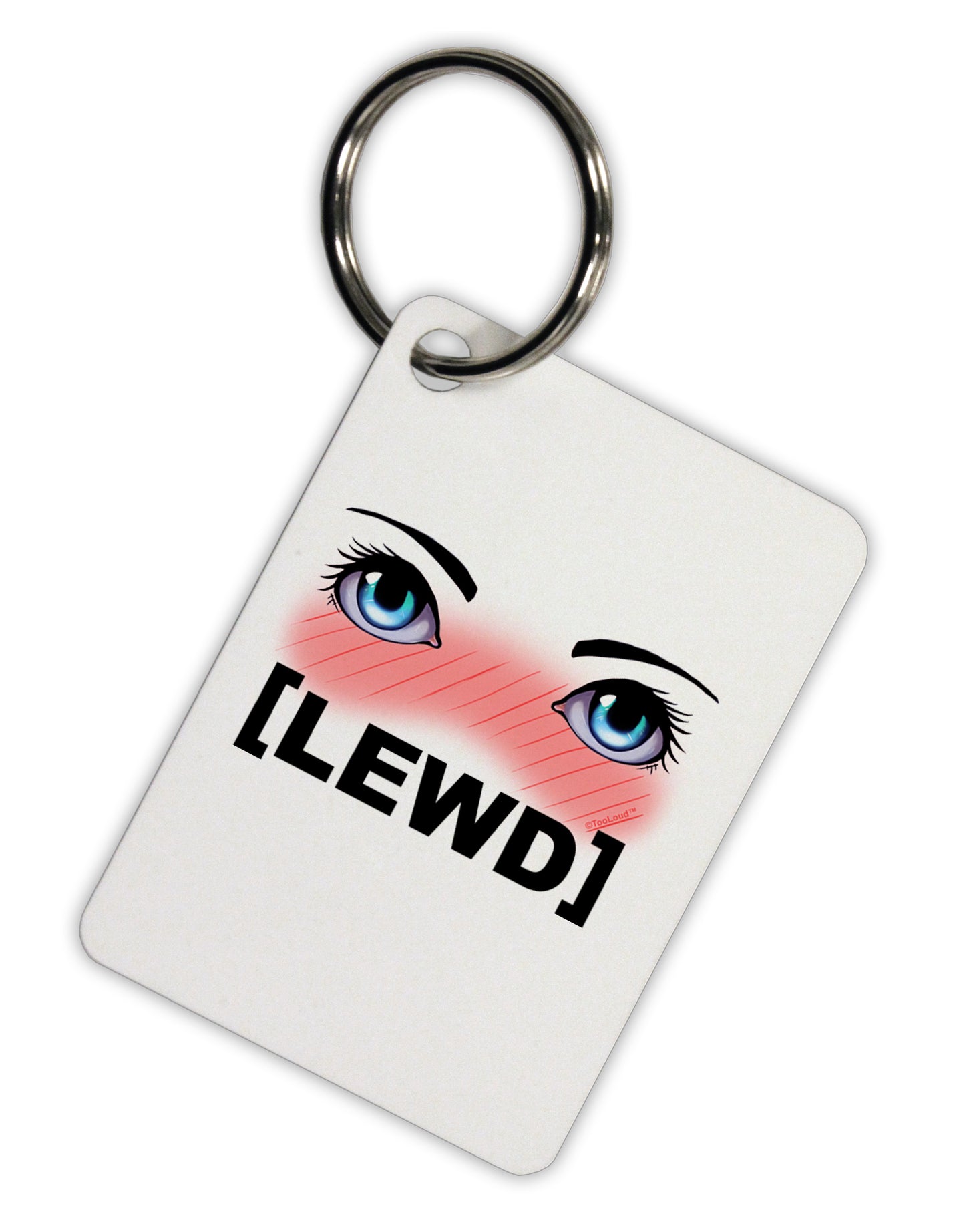 Blushing Anime Eyes Lewd Aluminum Keyring Tag by TooLoud-Keyring-TooLoud-White-Davson Sales