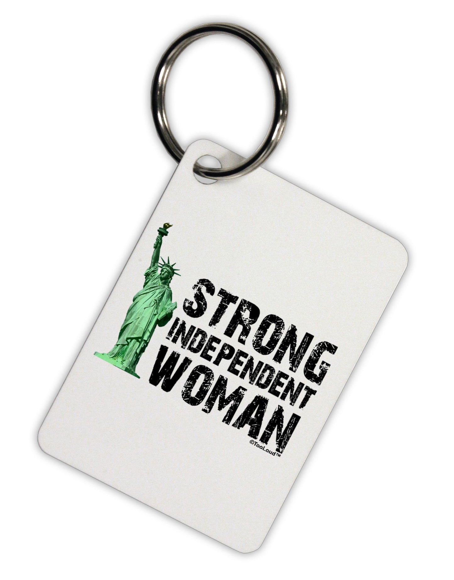 Statue of Liberty Strong Woman Aluminum Keyring Tag by TooLoud-Keyring-TooLoud-White-Davson Sales