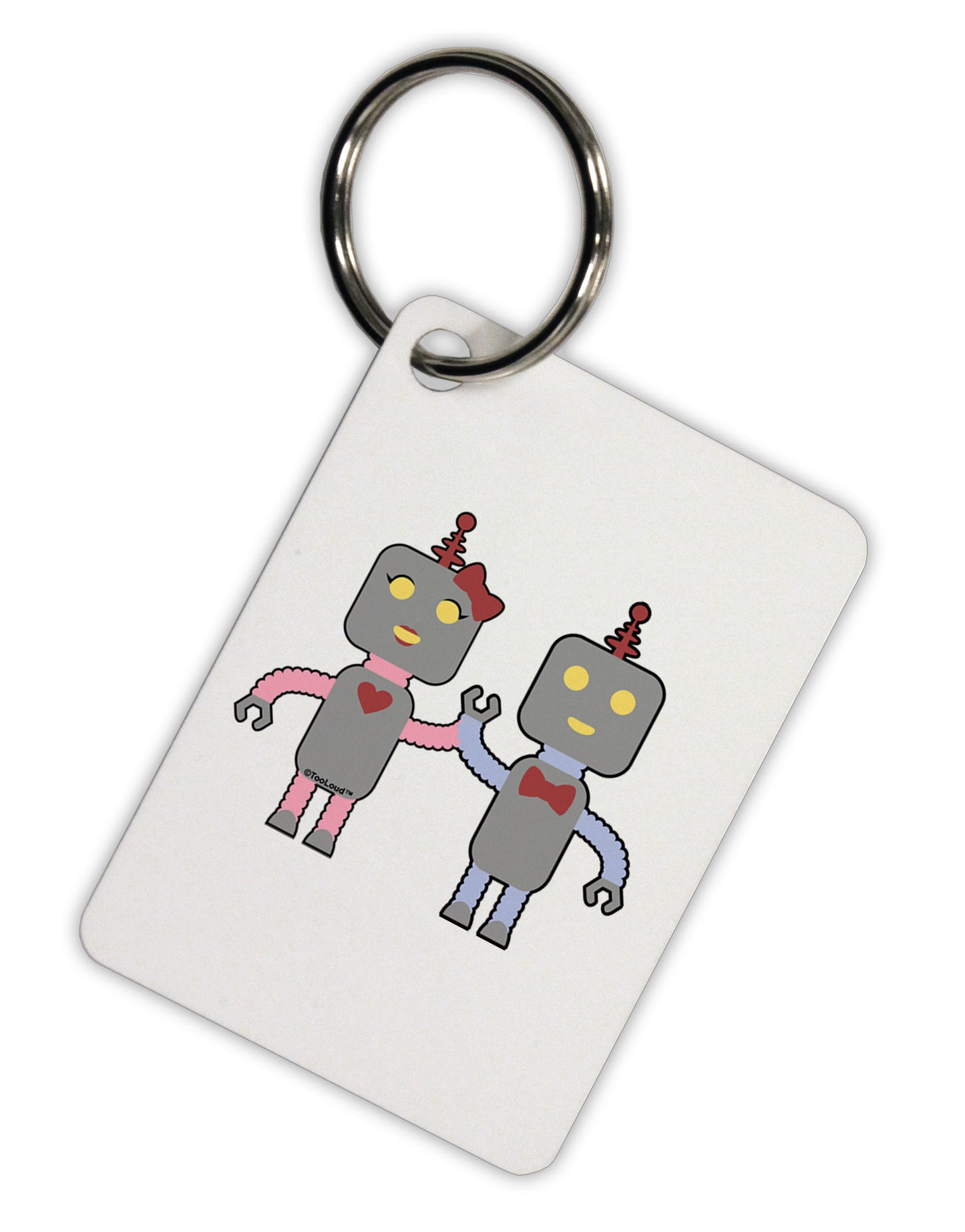 Cute Robot Love Aluminum Keyring Tag by TooLoud-Keyring-TooLoud-White-Davson Sales