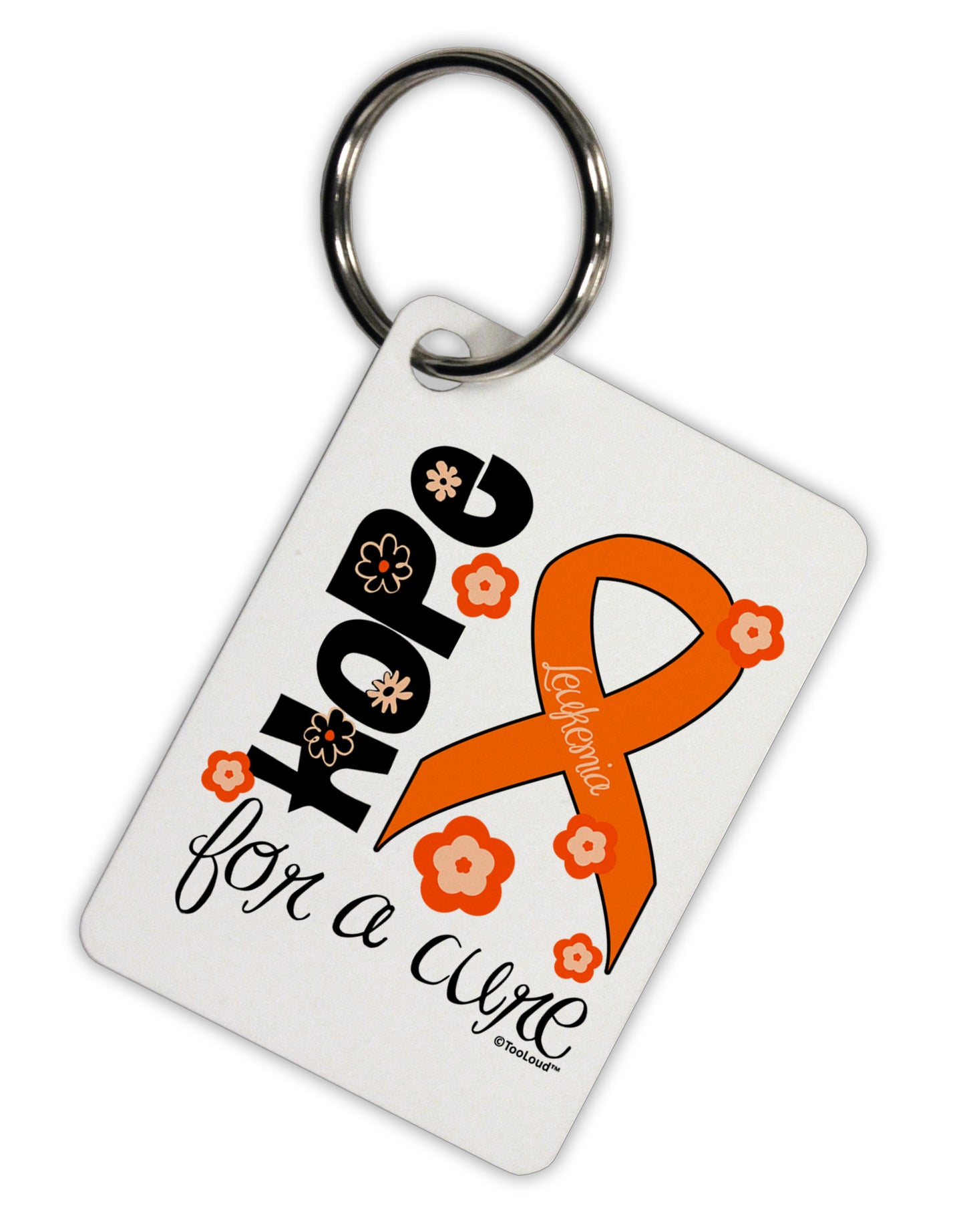 Hope for a Cure - Orange Ribbon Leukemia - Flowers Aluminum Keyring Tag-Keyring-TooLoud-White-Davson Sales