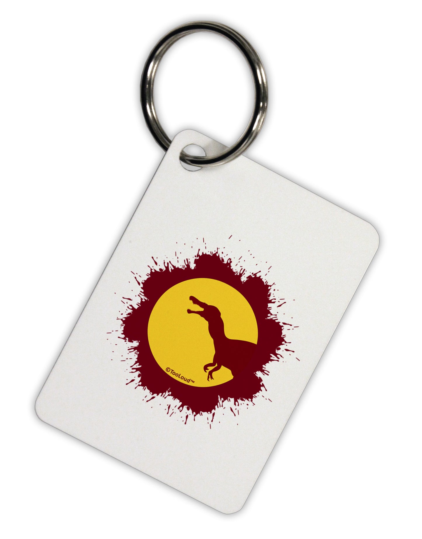 Dinosaur Silhouette Splatter Design Aluminum Keyring Tag by TooLoud-Keyring-TooLoud-White-Davson Sales