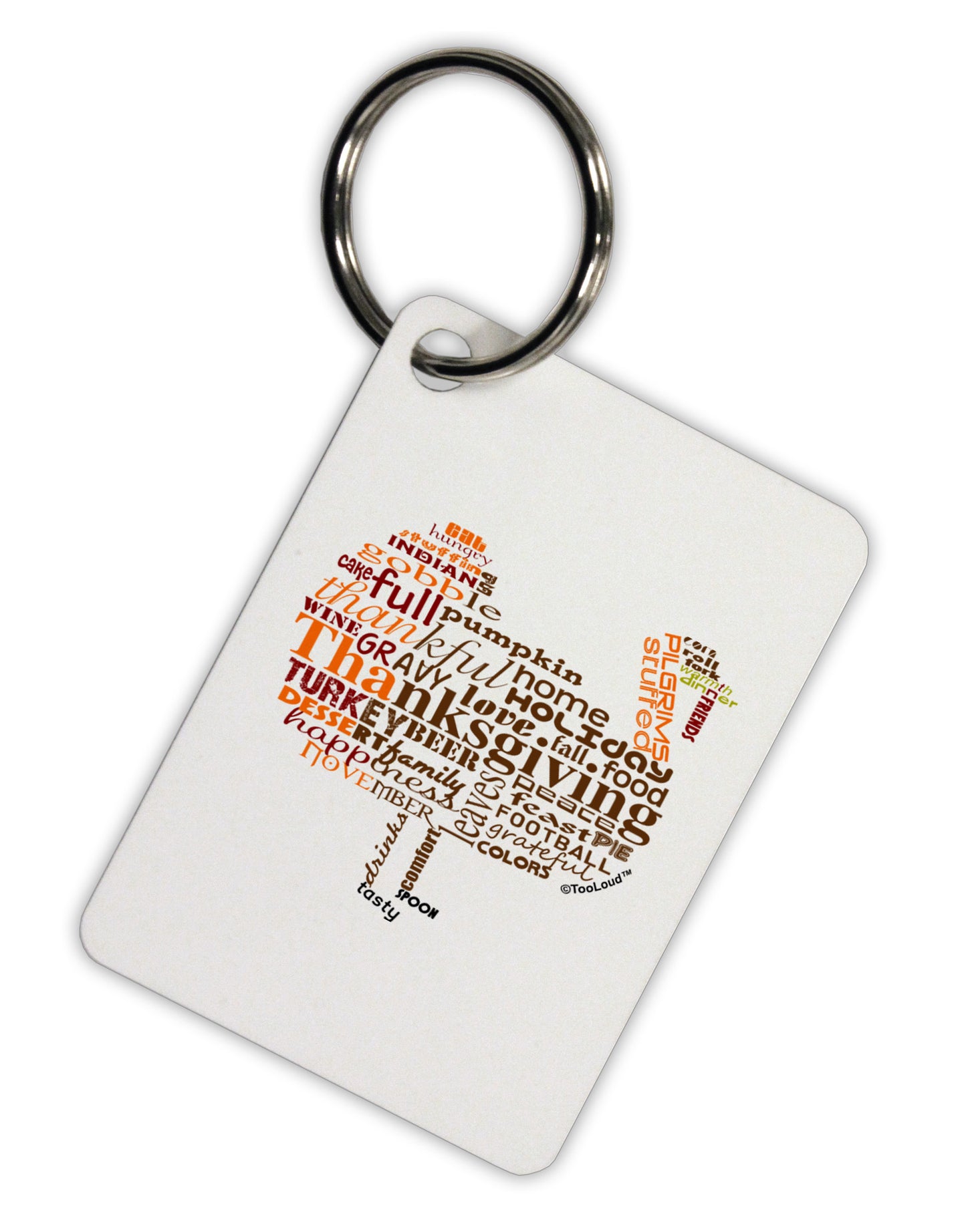 Turkey Typography Aluminum Keyring Tag-Keyring-TooLoud-White-Davson Sales