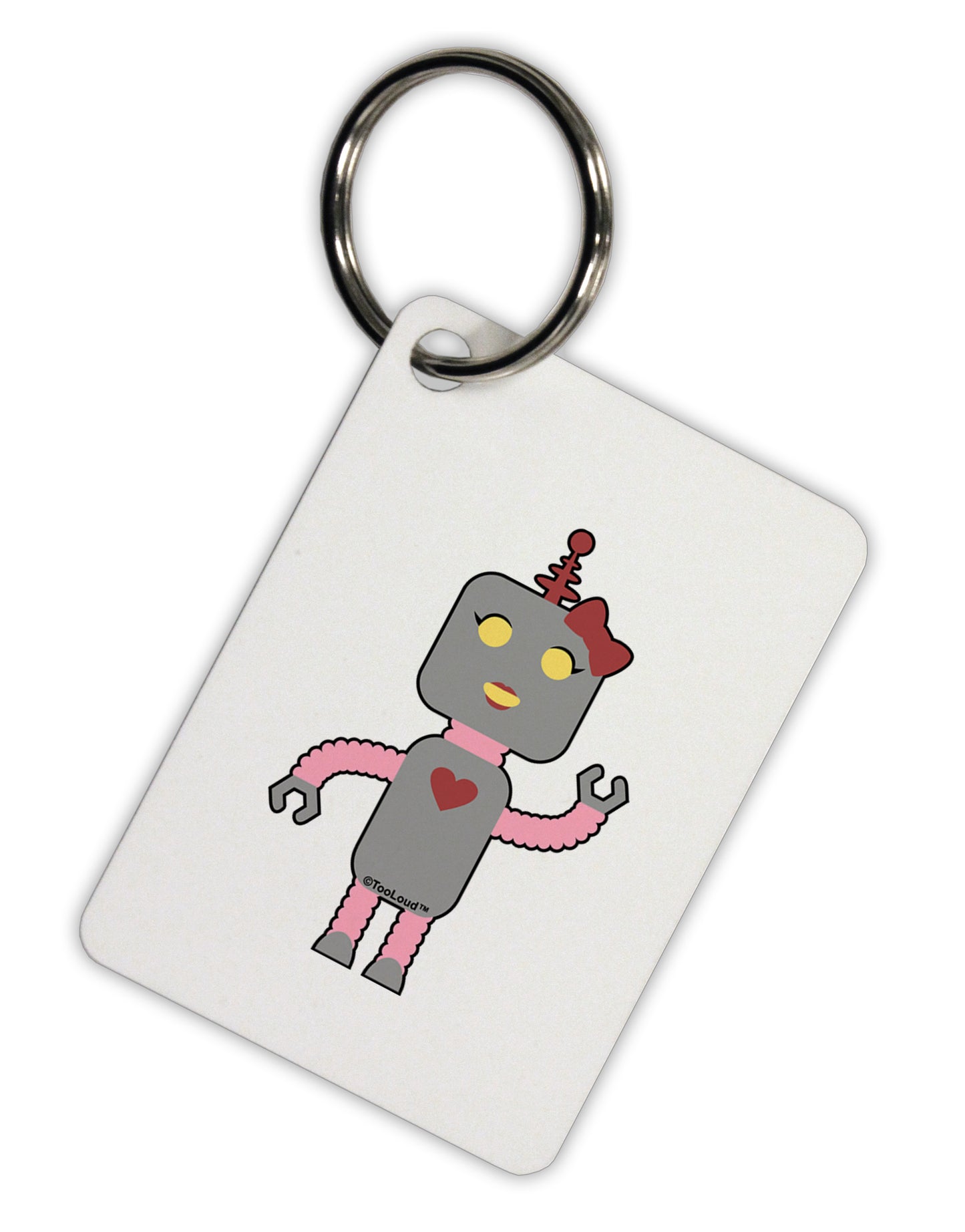 Cute Robot Female Aluminum Keyring Tag by TooLoud-Keyring-TooLoud-White-Davson Sales